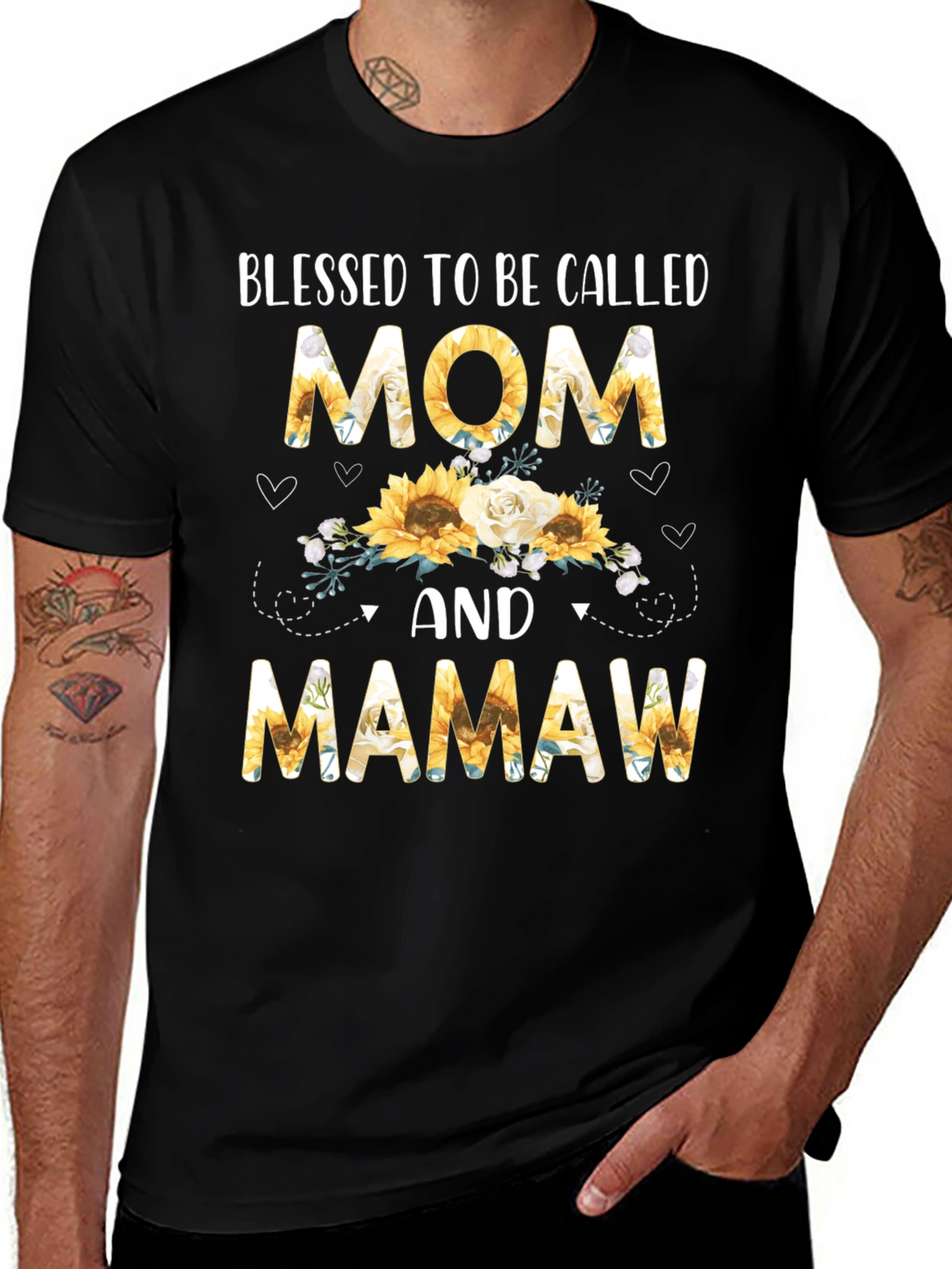 Blessed Mom & Mamaw Sunflower Graphic Tee