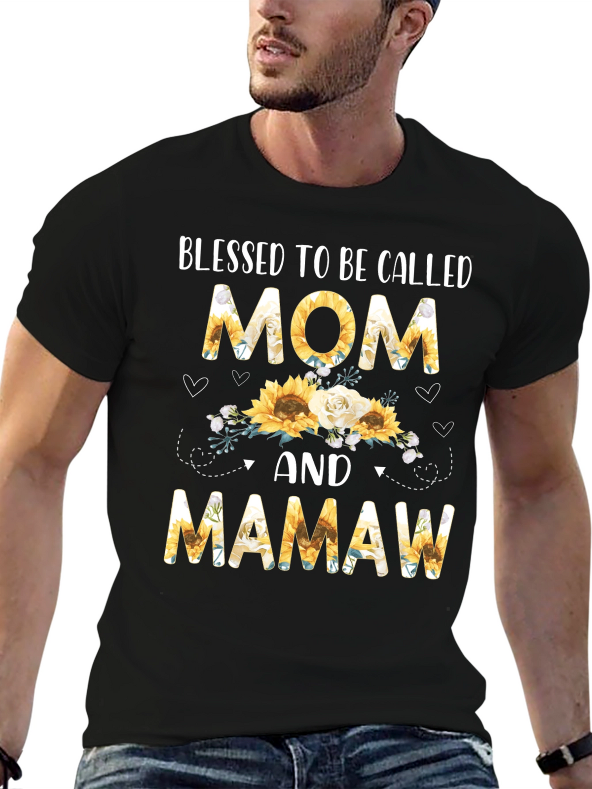 Blessed Mom & Mamaw Sunflower Graphic Tee