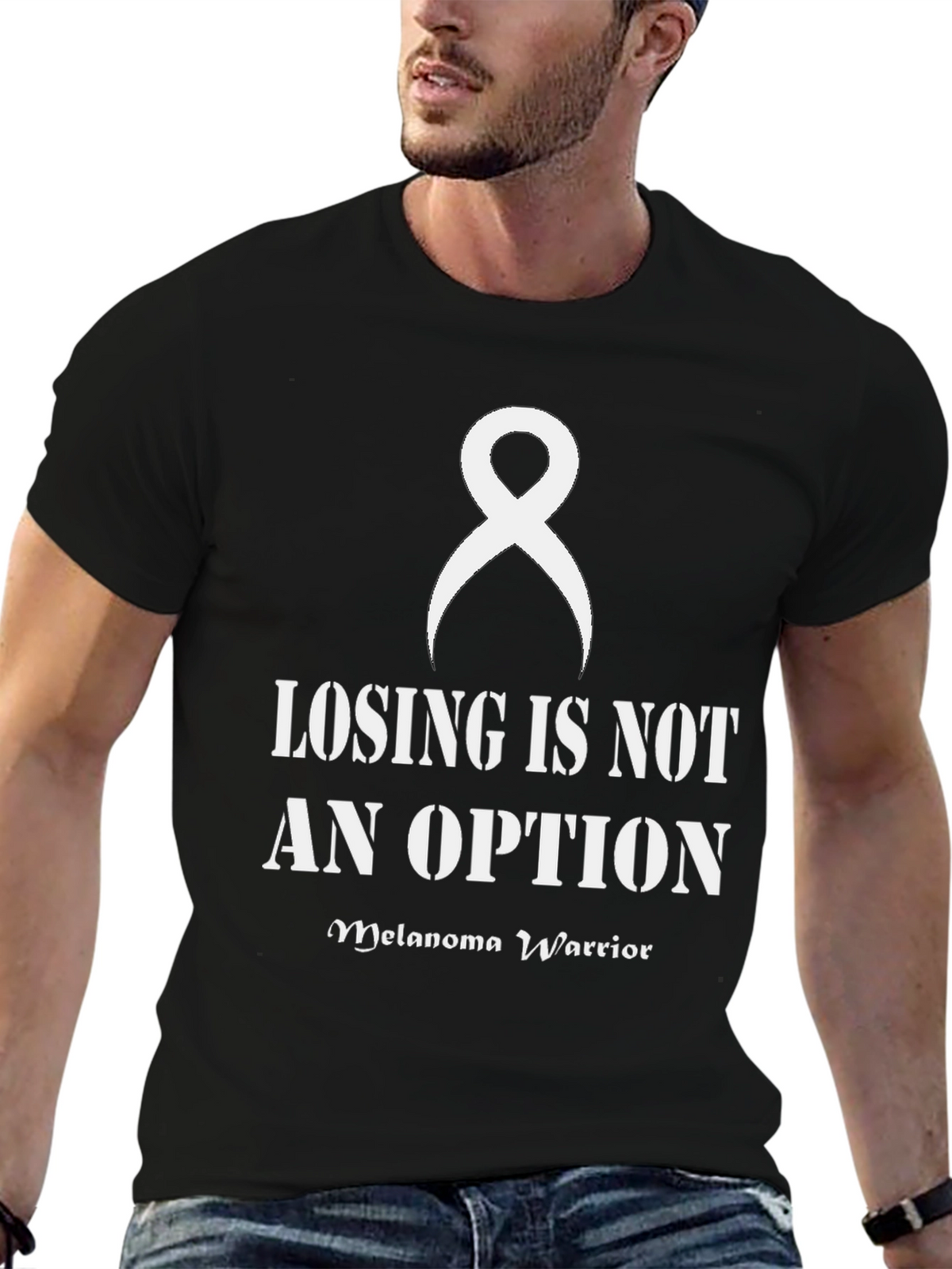 Melanoma Warrior Ribbon Graphic T-Shirt