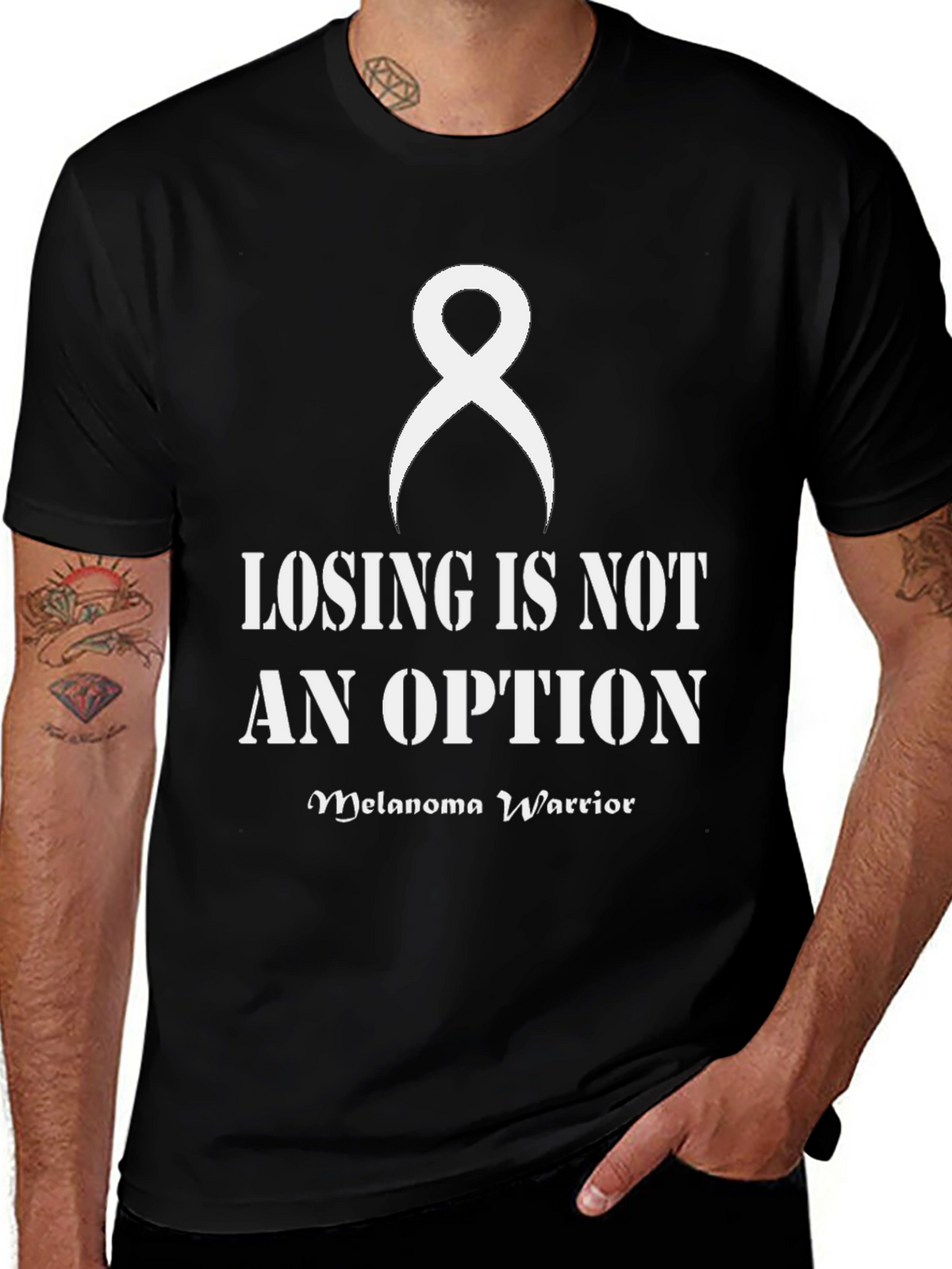 Melanoma Warrior Ribbon Graphic T-Shirt