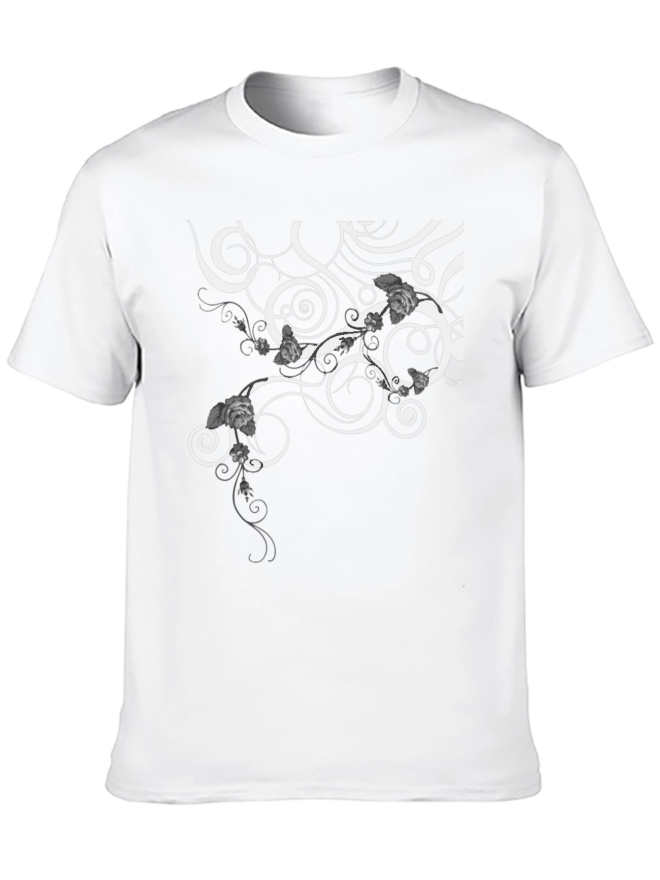 Swirl & Floral Graphic Tee - Modern Style