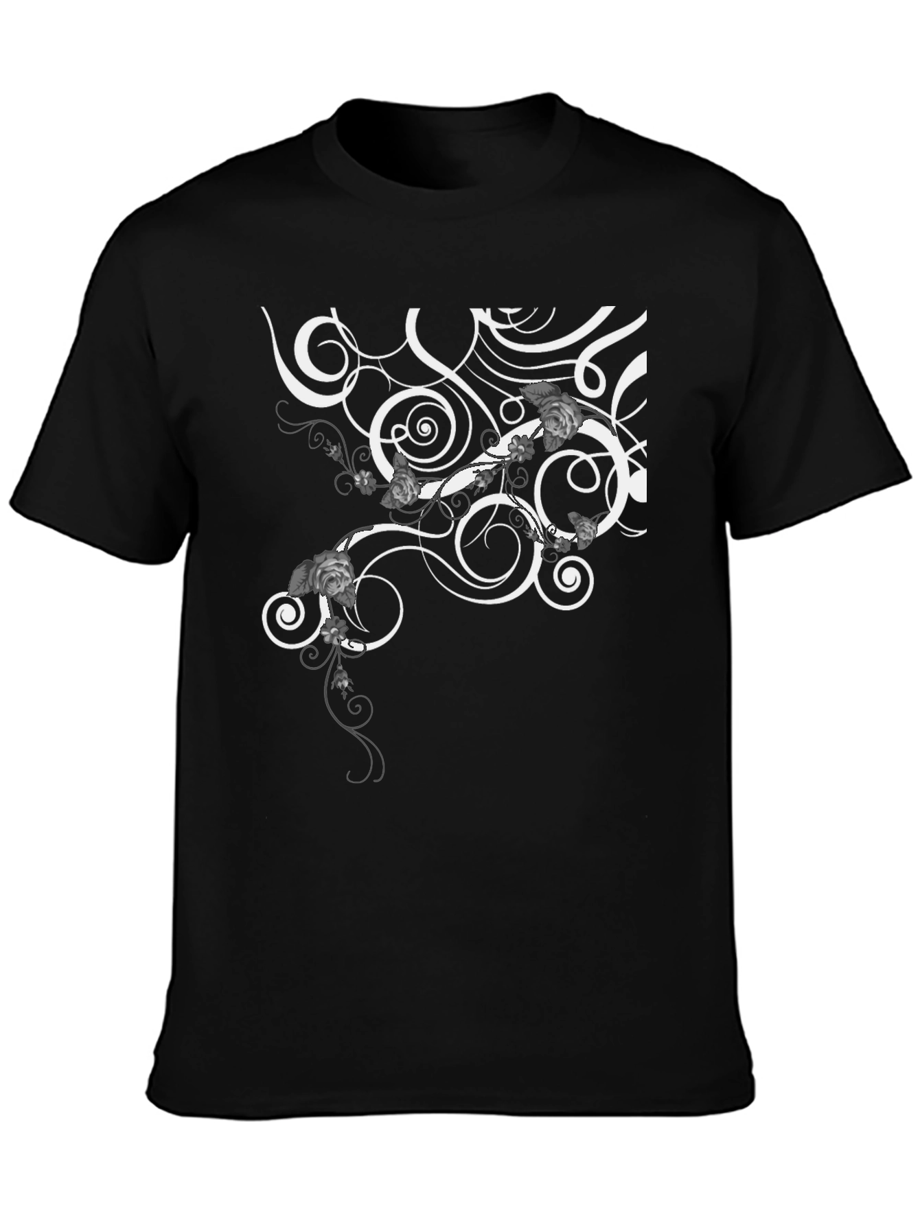 Swirl & Floral Graphic Tee - Modern Style