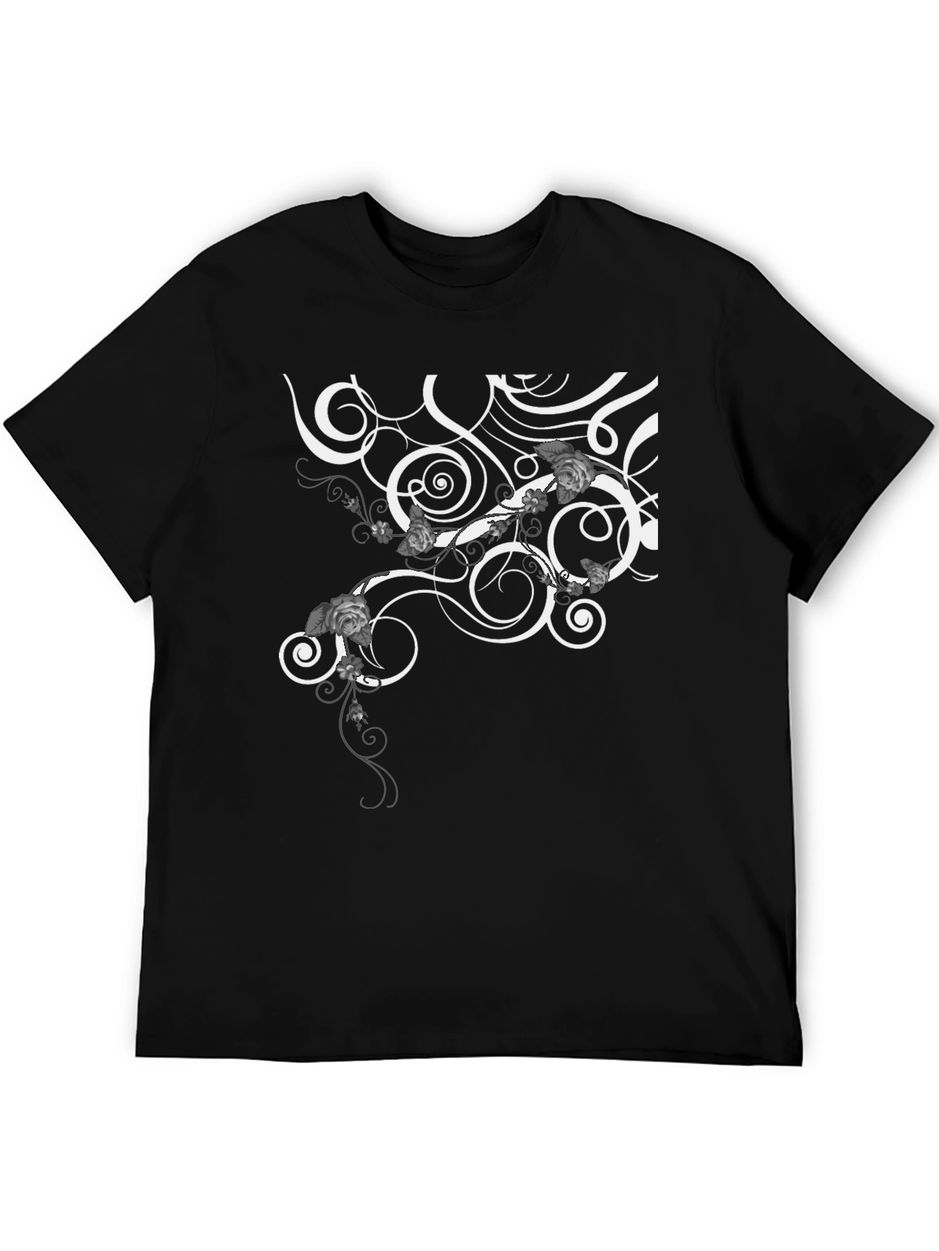 Swirl & Floral Graphic Tee - Modern Style