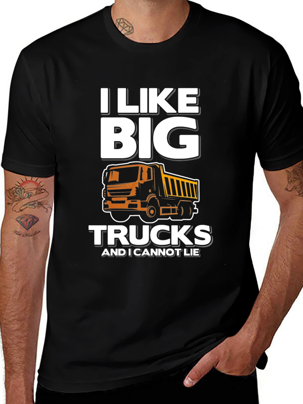 I Like Big Trucks Mens Black Graphic Tee