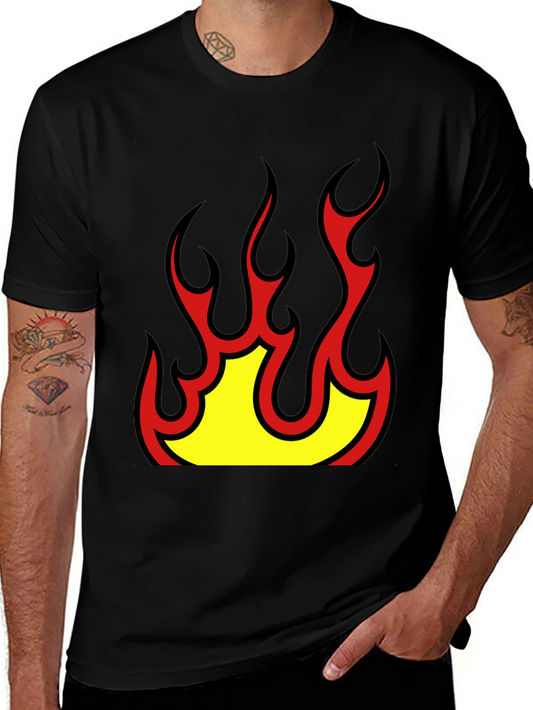 Bold Flame Graphic Black T-Shirt
