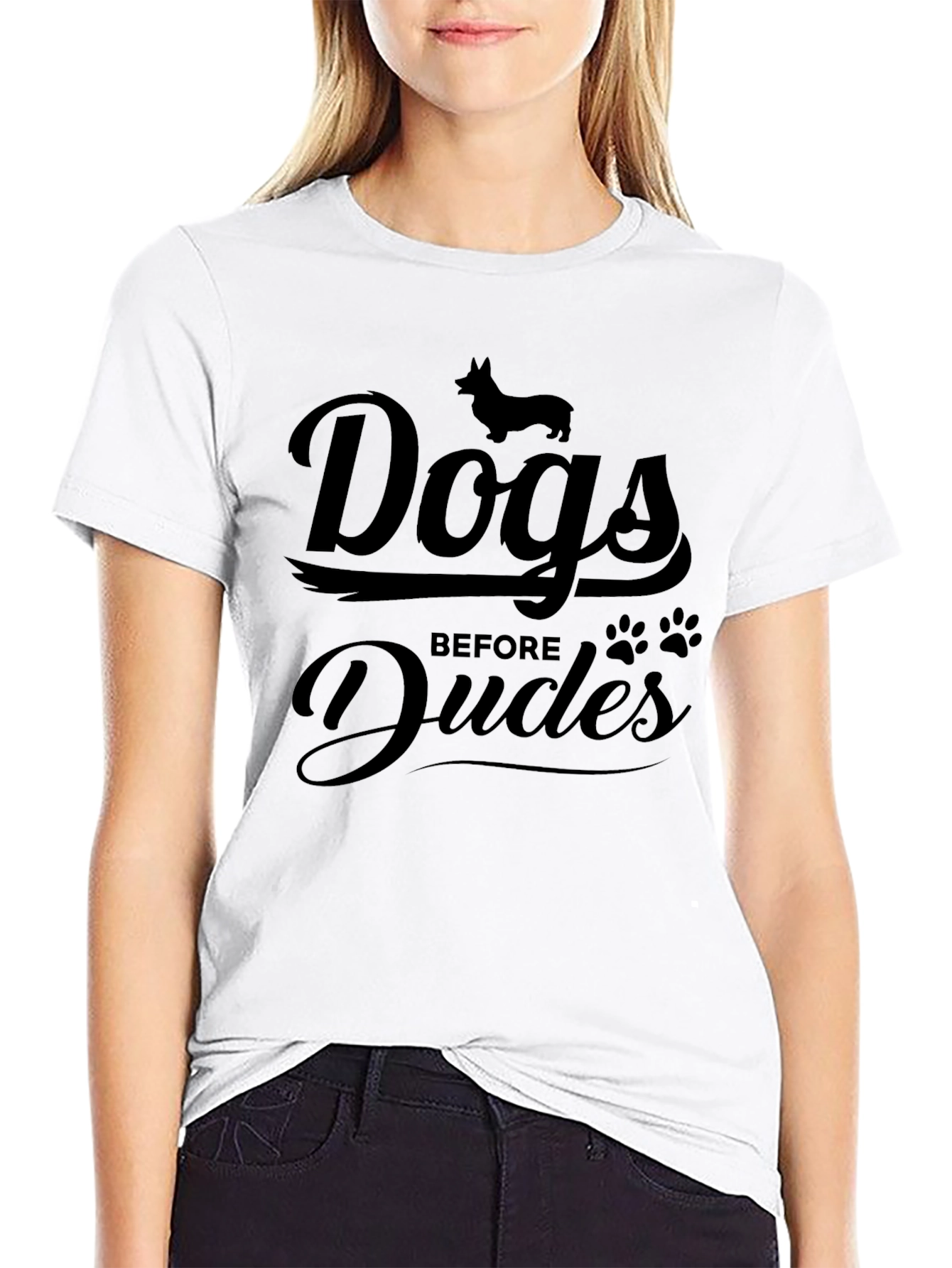 Dogs Before Dudes Black Graphic T-Shirt