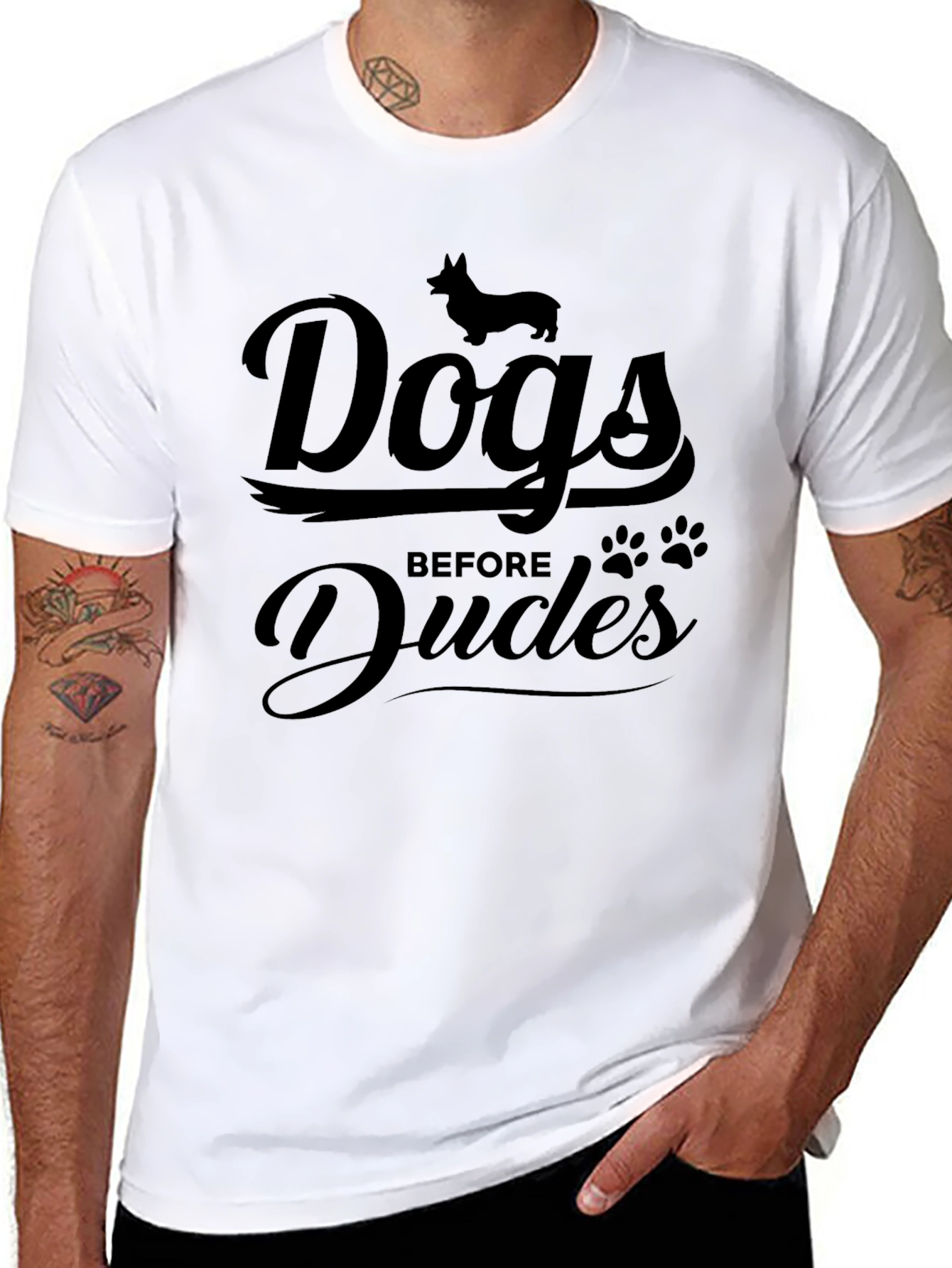 Dogs Before Dudes Black Graphic T-Shirt