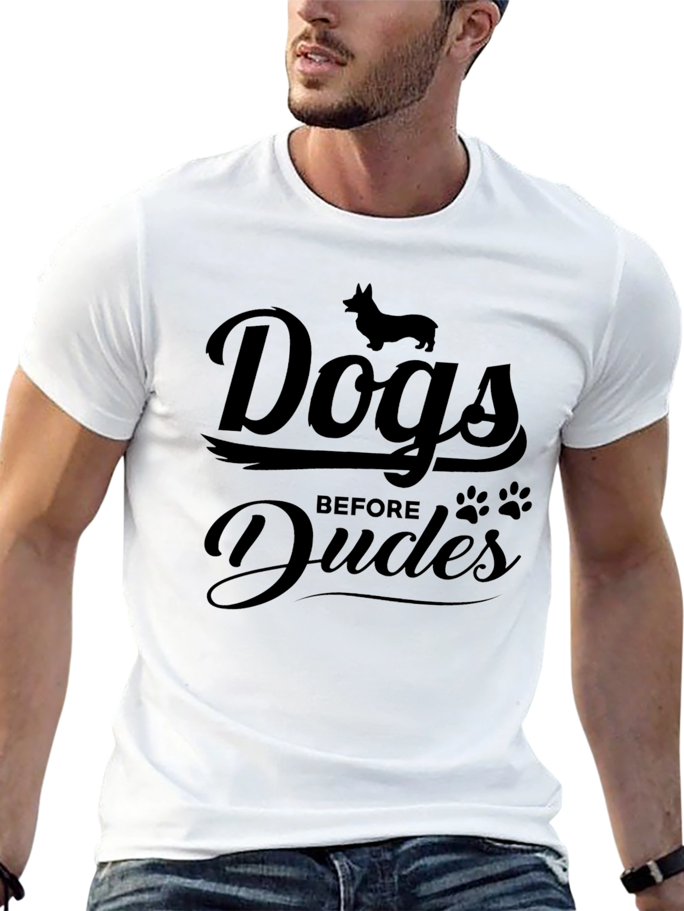 Dogs Before Dudes Black Graphic T-Shirt