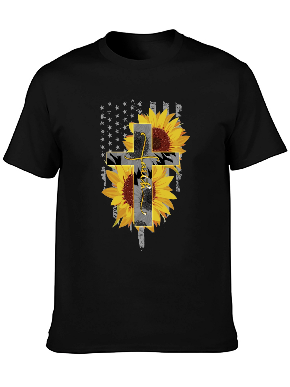 Faith Sunflower Cross Graphic T-Shirt