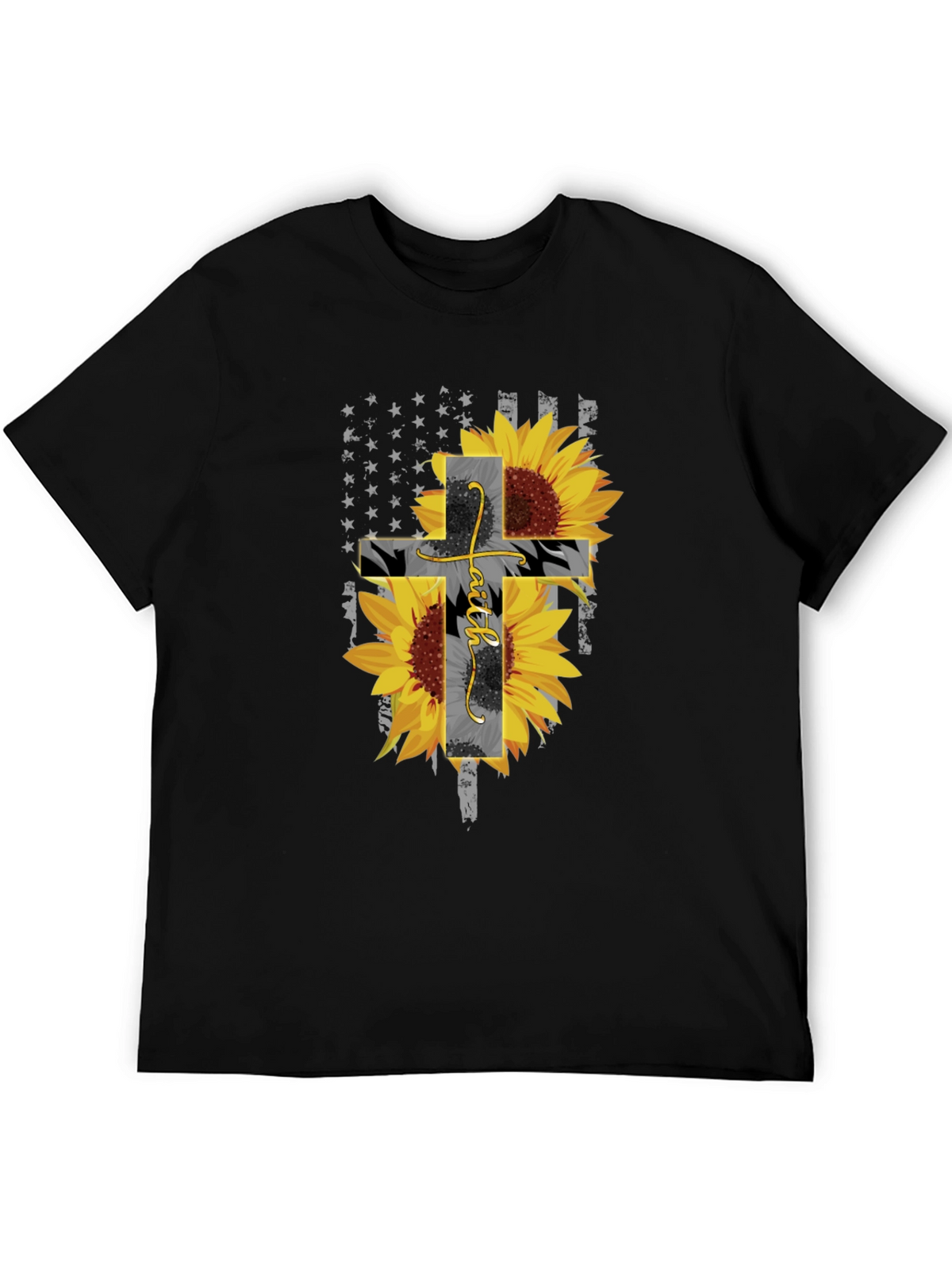 Faith Sunflower Cross Graphic T-Shirt