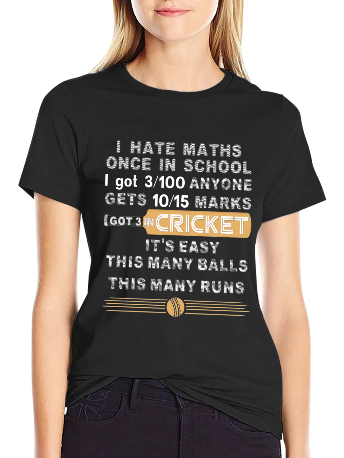 I Hate Maths Cricket T-Shirt