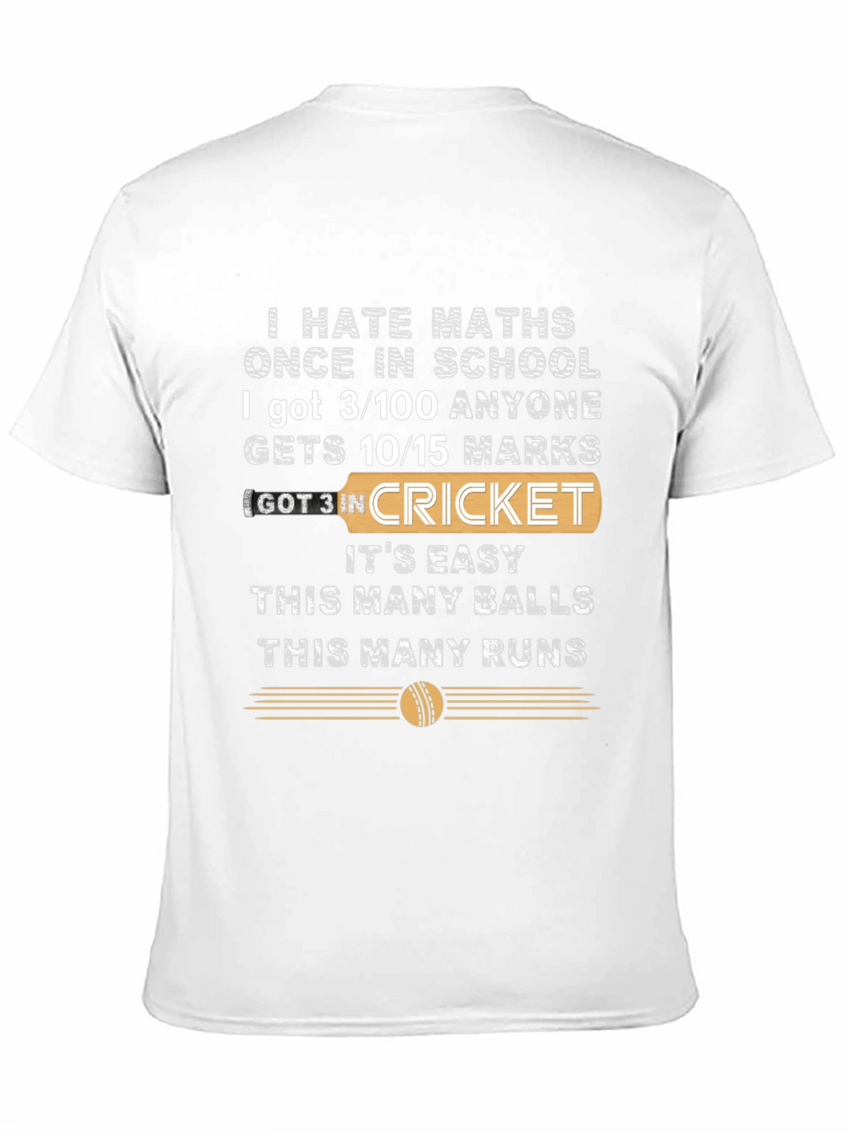 I Hate Maths Cricket T-Shirt