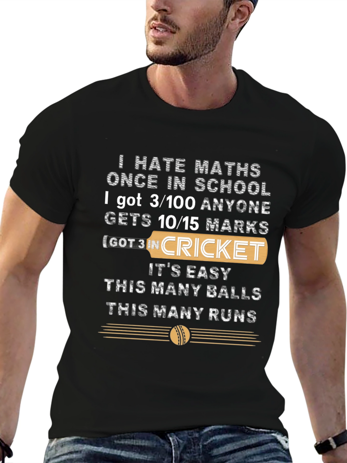 I Hate Maths Cricket T-Shirt