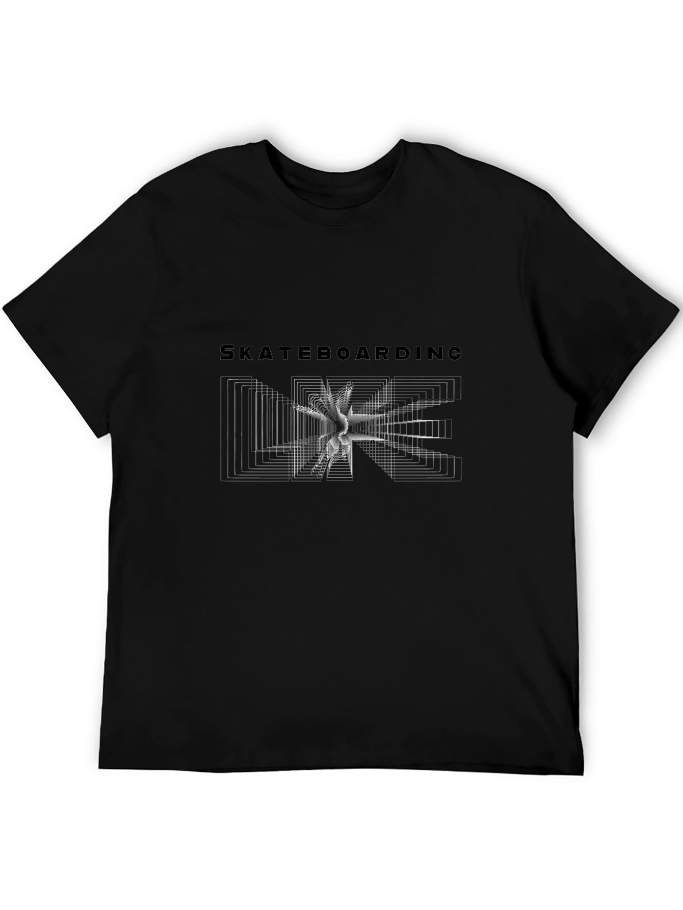 Skateboarding Graphic Tee - Black