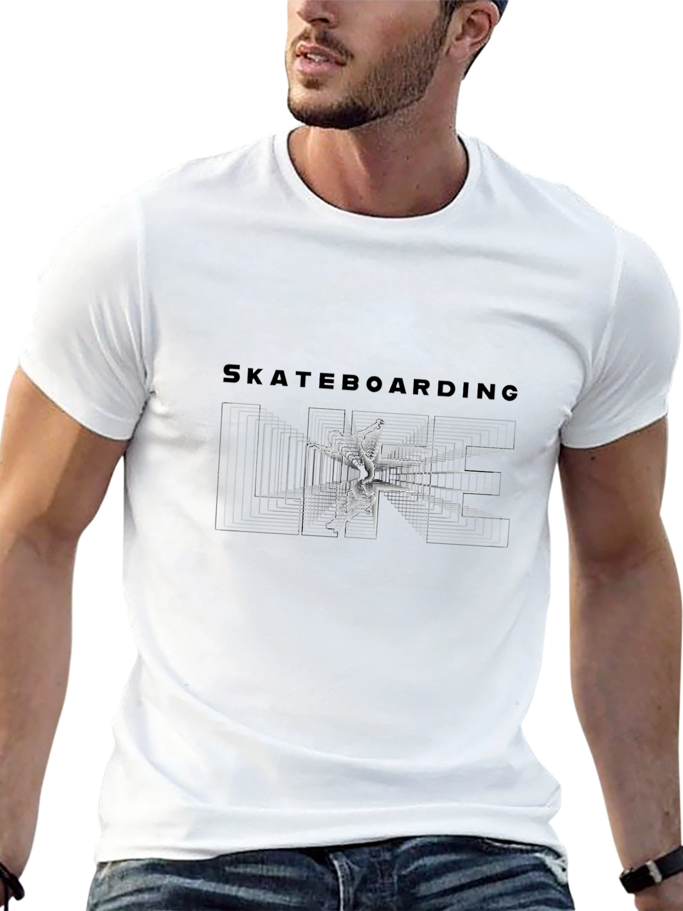 Skateboarding Graphic Tee - Black