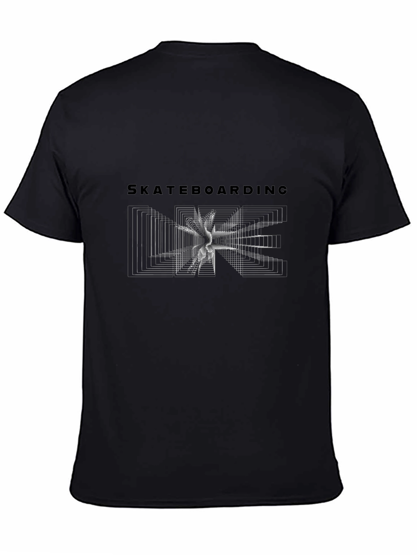 Skateboarding Graphic Tee - Black
