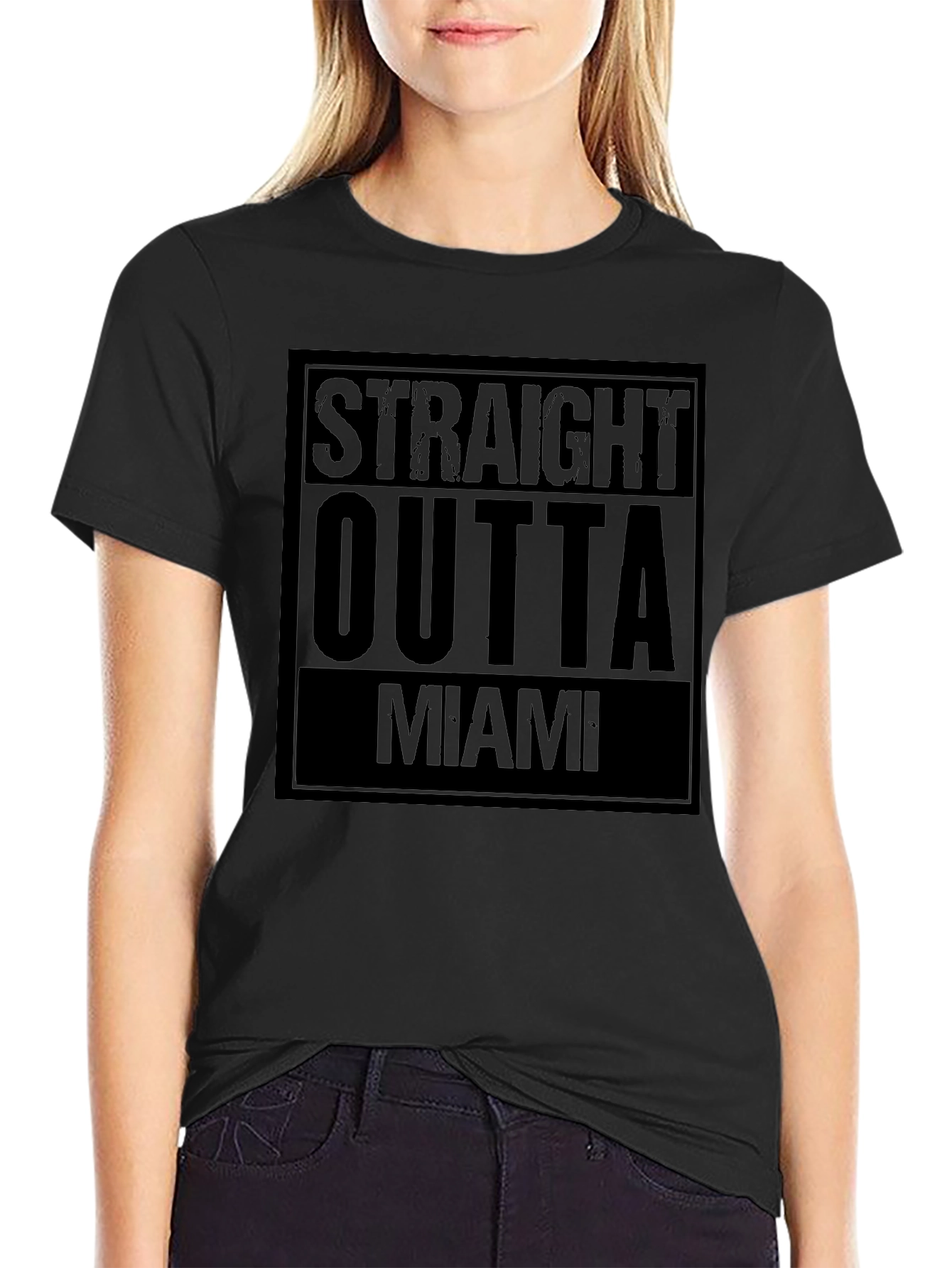Straight Outta Miami Black T-Shirt