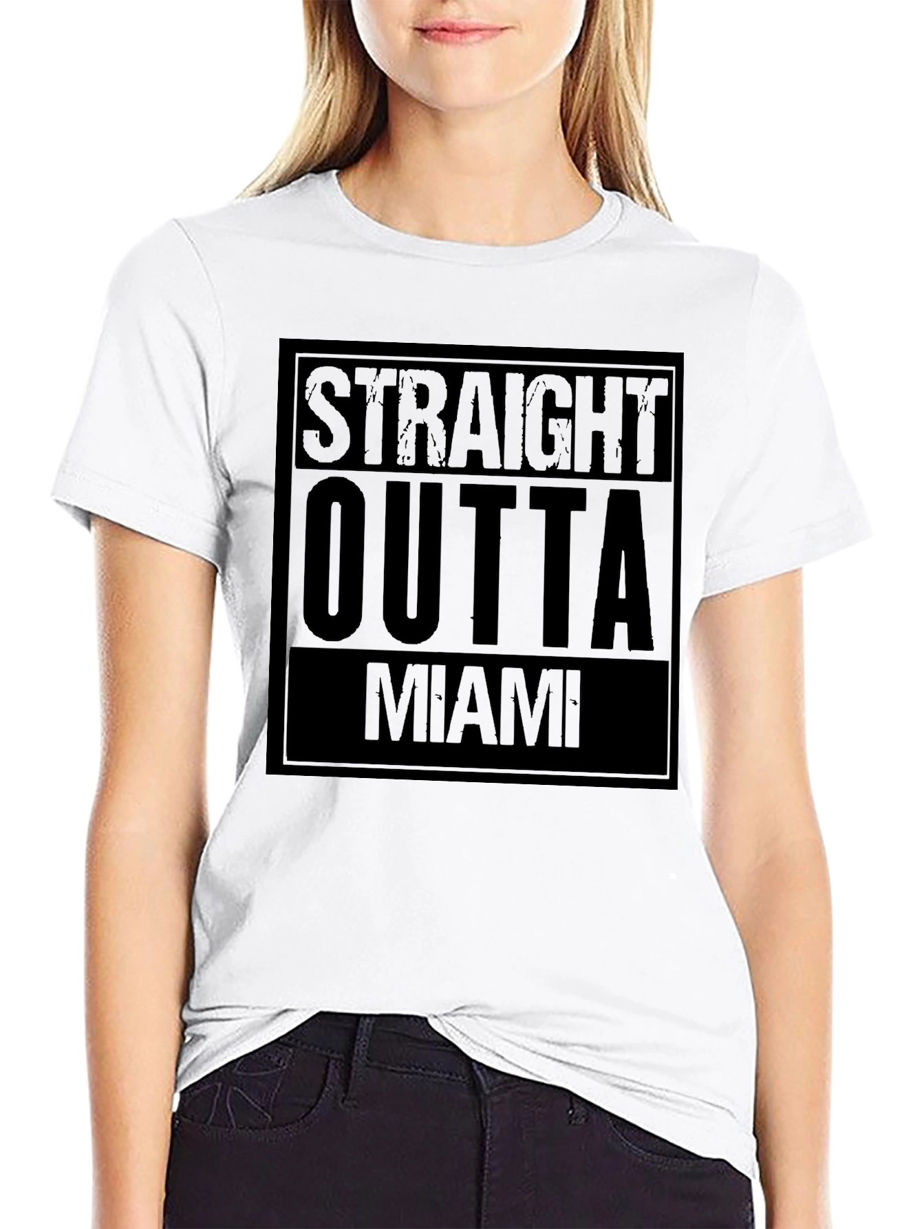 Straight Outta Miami Black T-Shirt