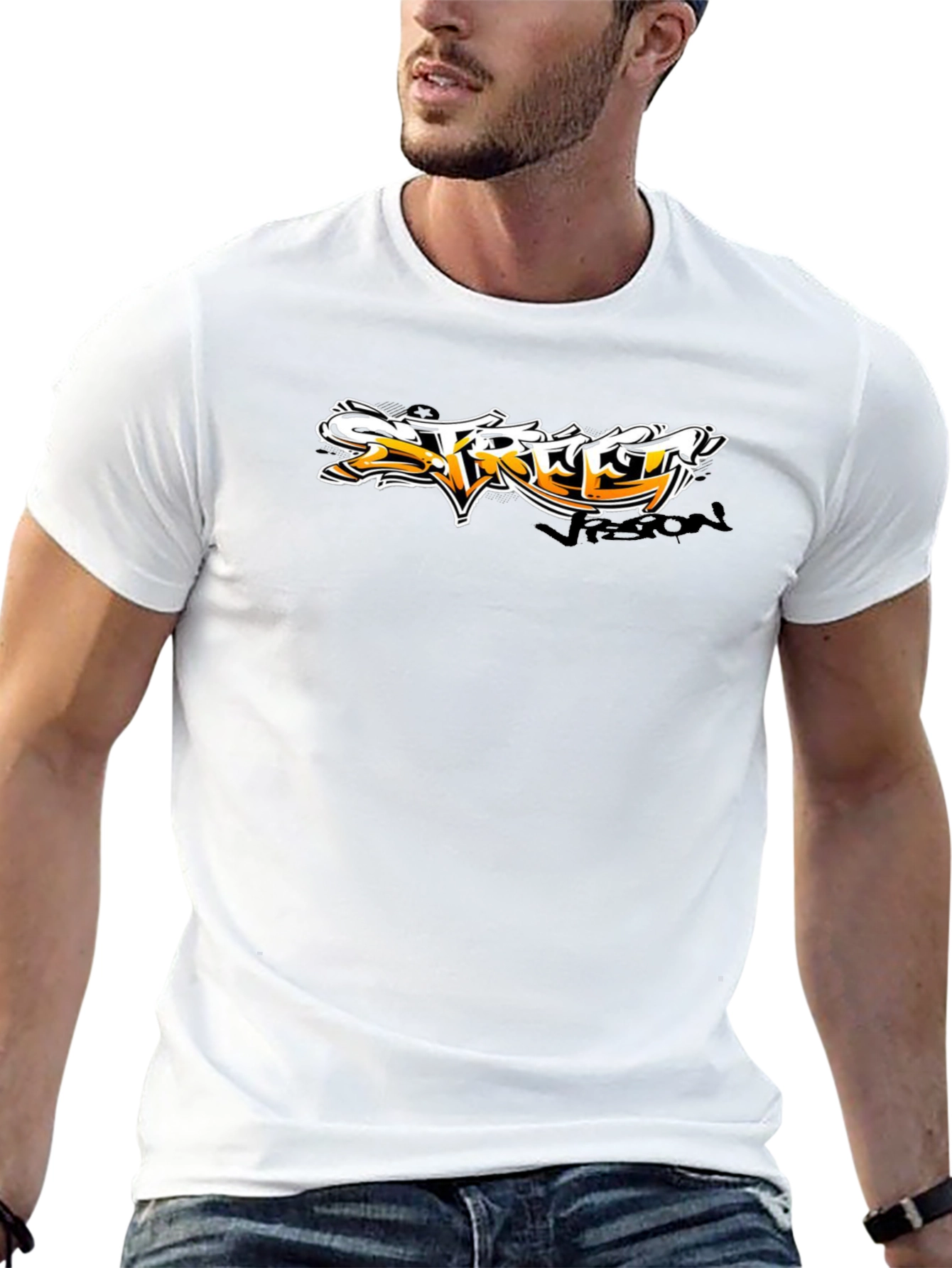 Street Vision Graphic Tee - Black Cotton T-Shirt