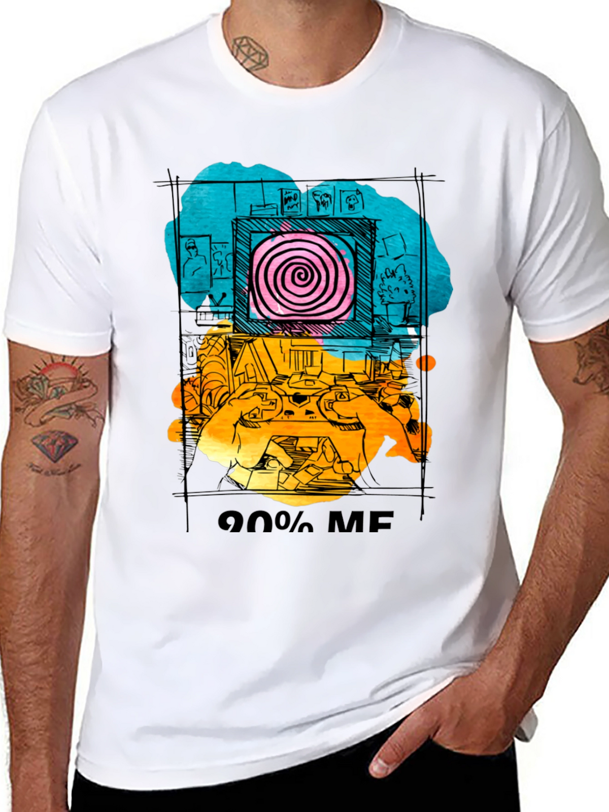 90% Me Graphic T-Shirt - Quirky Artistic Tee