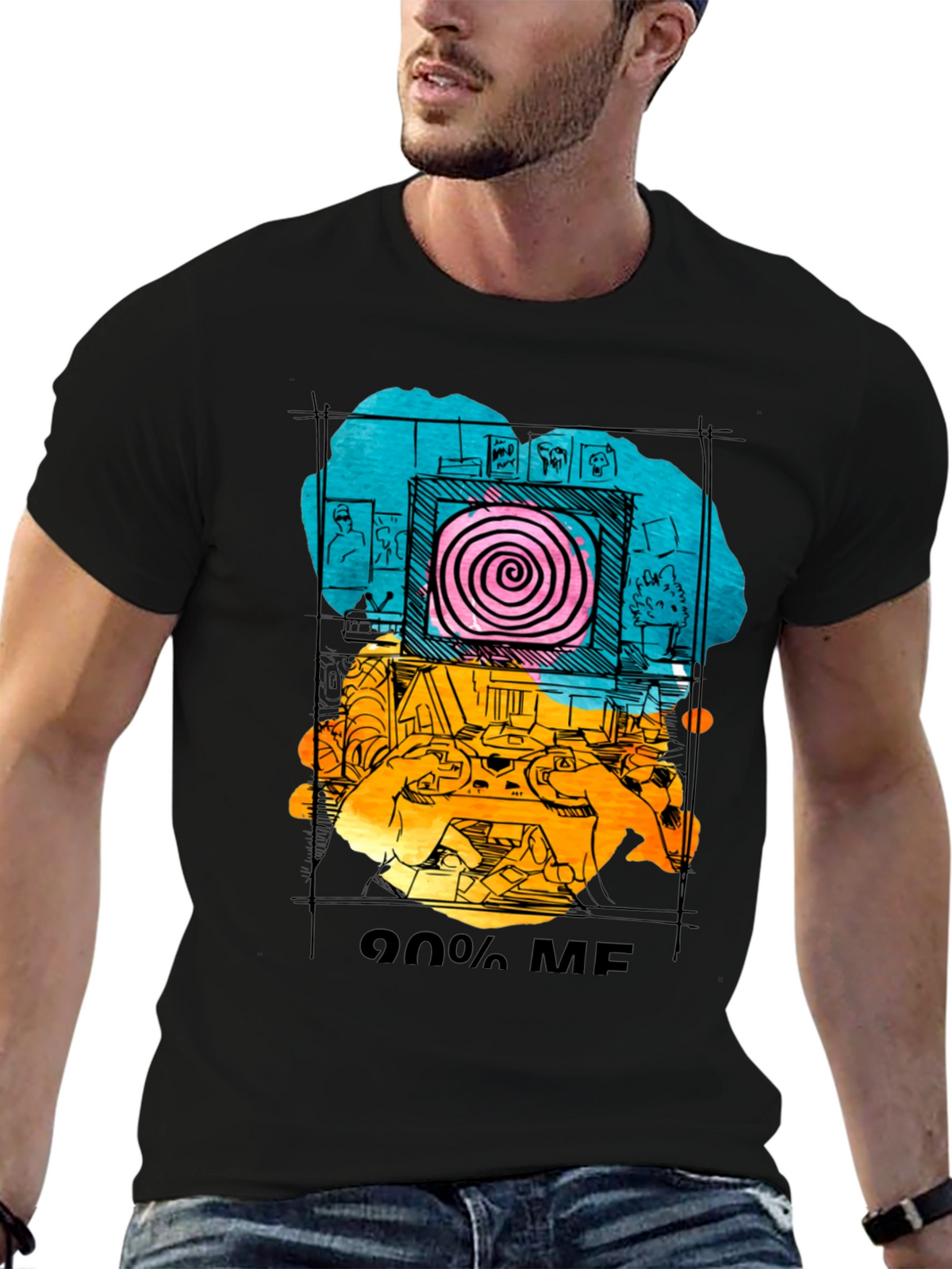 90% Me Graphic T-Shirt - Quirky Artistic Tee