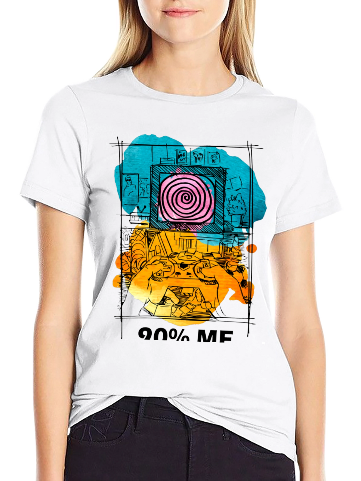 90% Me Graphic T-Shirt - Quirky Artistic Tee