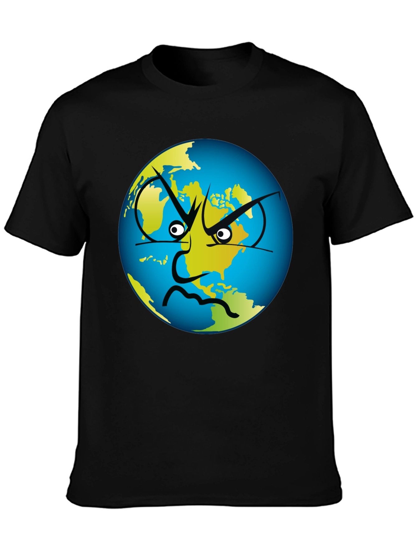 Angry Earth Graphic Tee - Black Cotton T-Shirt