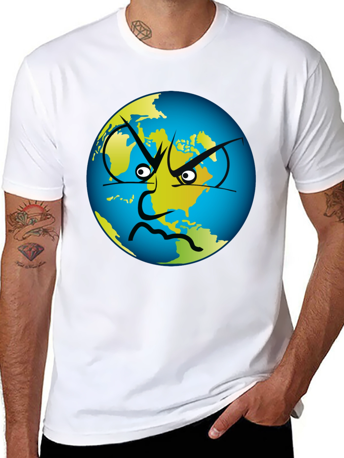 Angry Earth Graphic Tee - Black Cotton T-Shirt