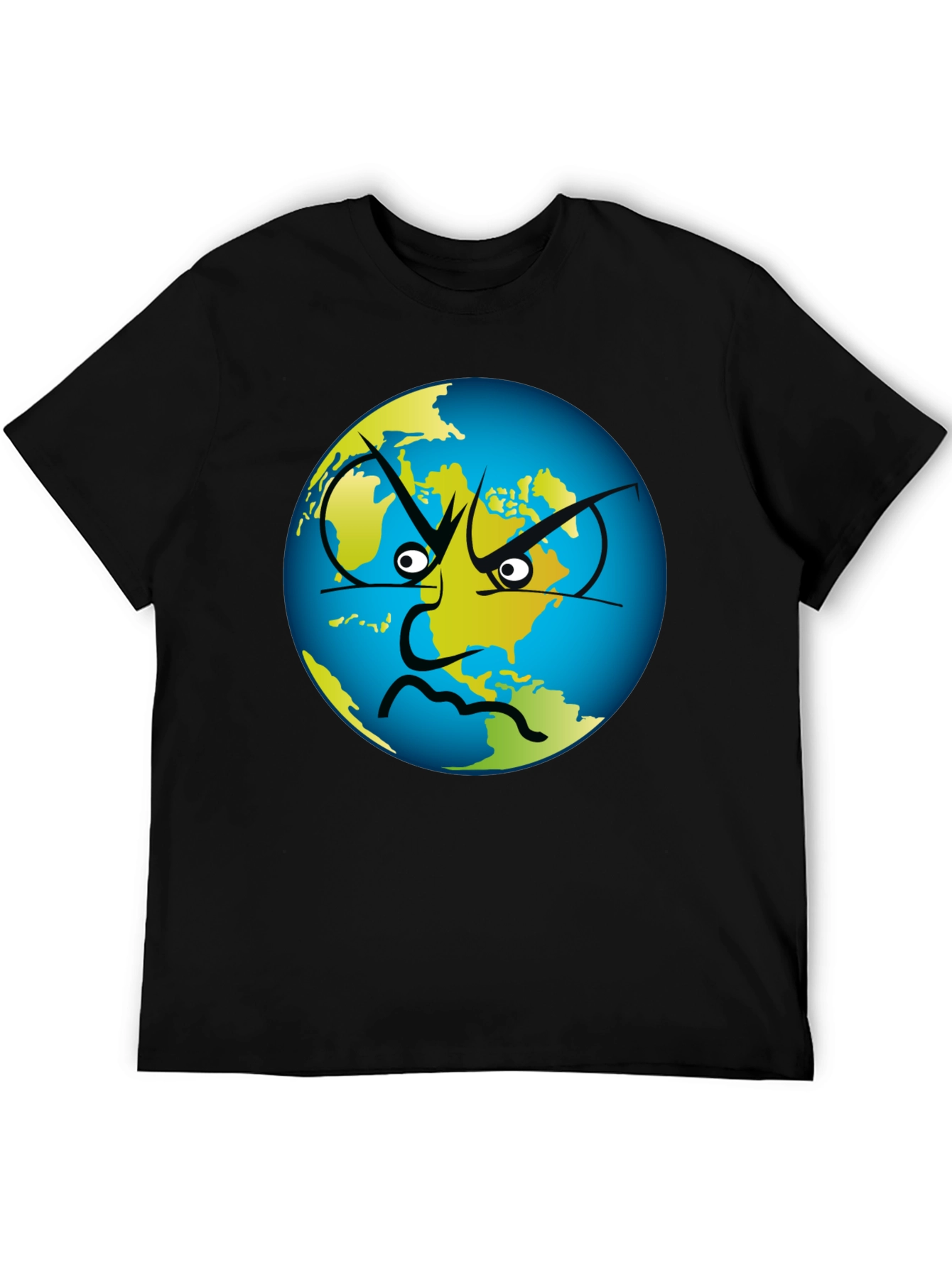 Angry Earth Graphic Tee - Black Cotton T-Shirt