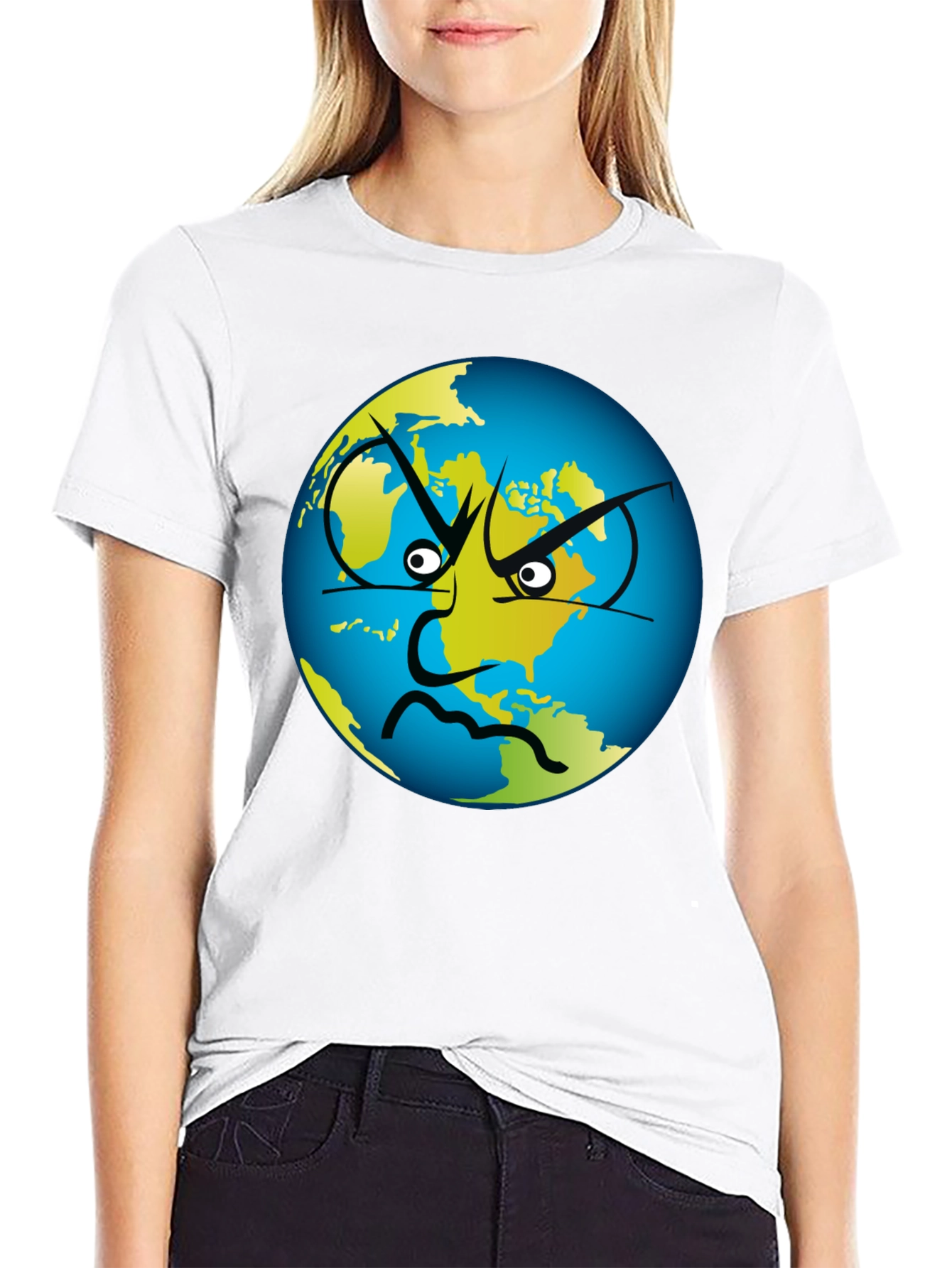 Angry Earth Graphic Tee - Black Cotton T-Shirt