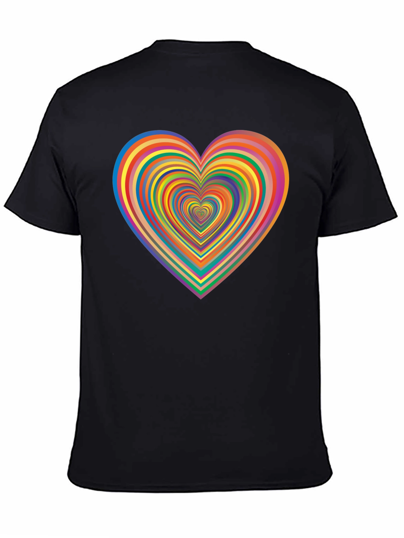 Rainbow Heart Graphic Tee - Black Casual T-Shirt