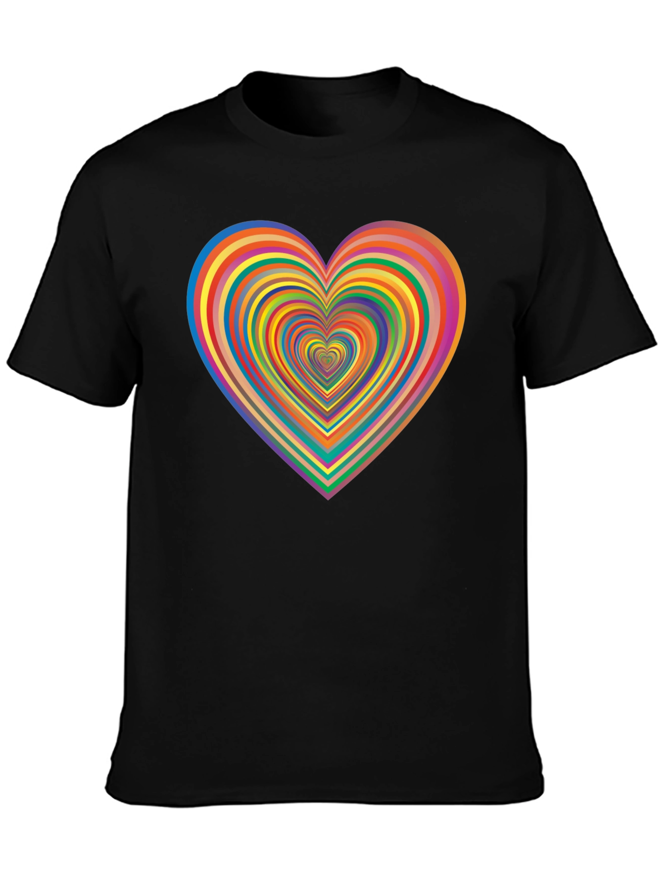 Rainbow Heart Graphic Tee - Black Casual T-Shirt