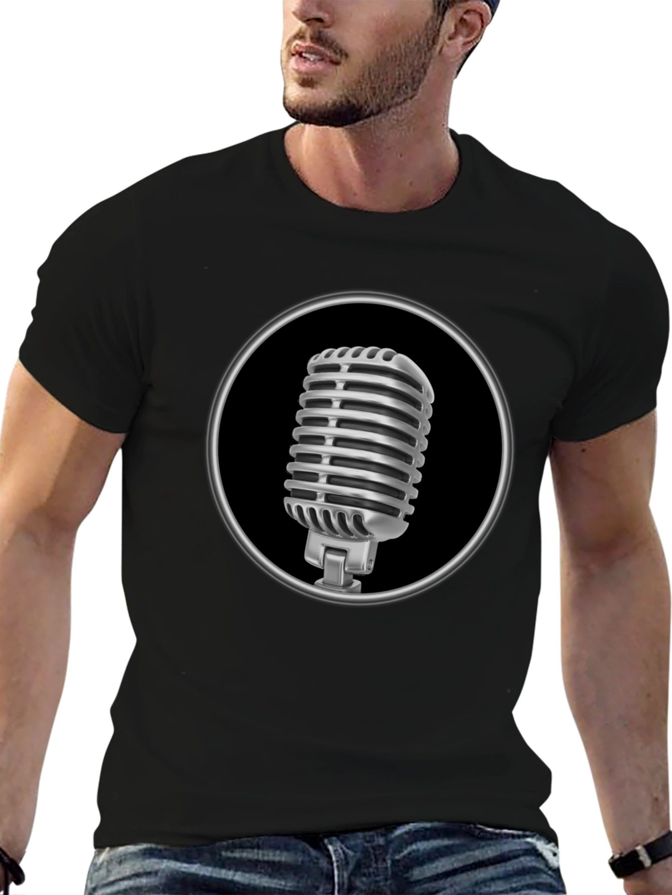 Retro Microphone Graphic Tee - Classic Style