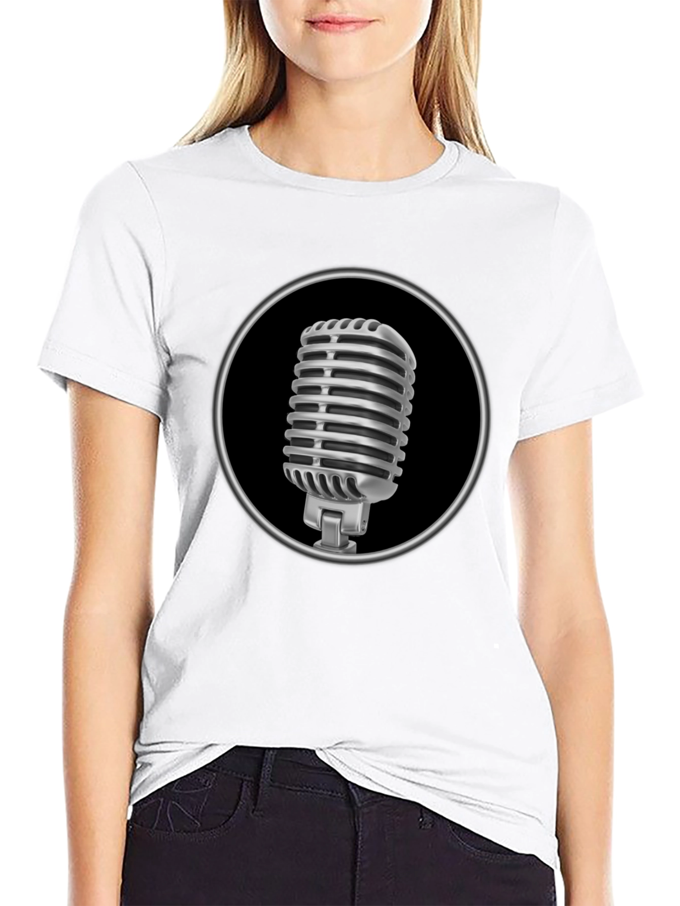 Retro Microphone Graphic Tee - Classic Style
