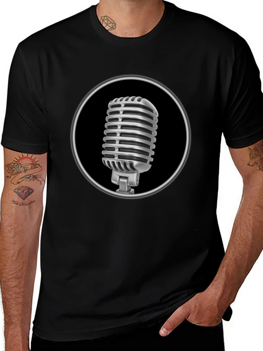 Retro Microphone Graphic Tee - Classic Style