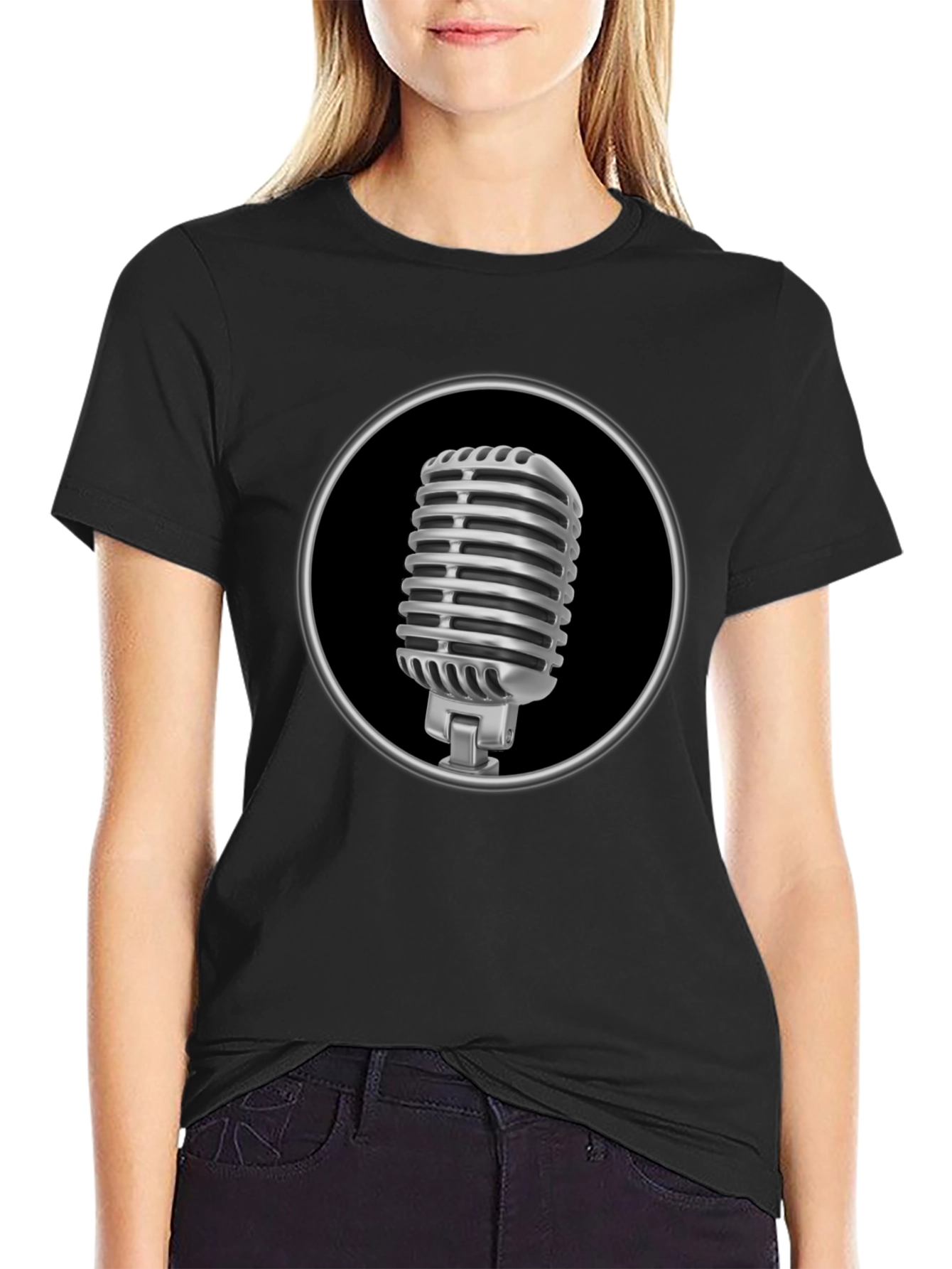 Retro Microphone Graphic Tee - Classic Style