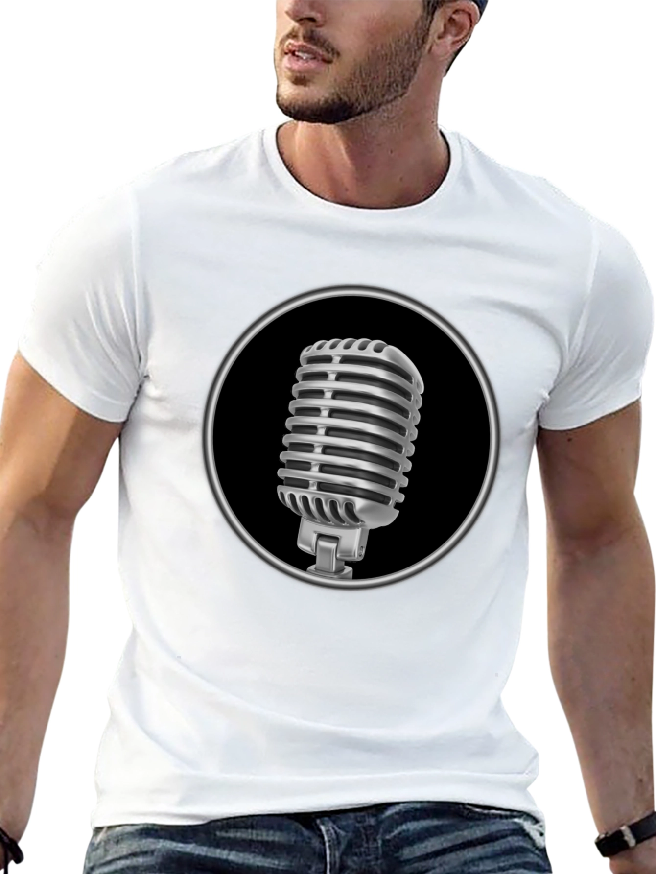 Retro Microphone Graphic Tee - Classic Style