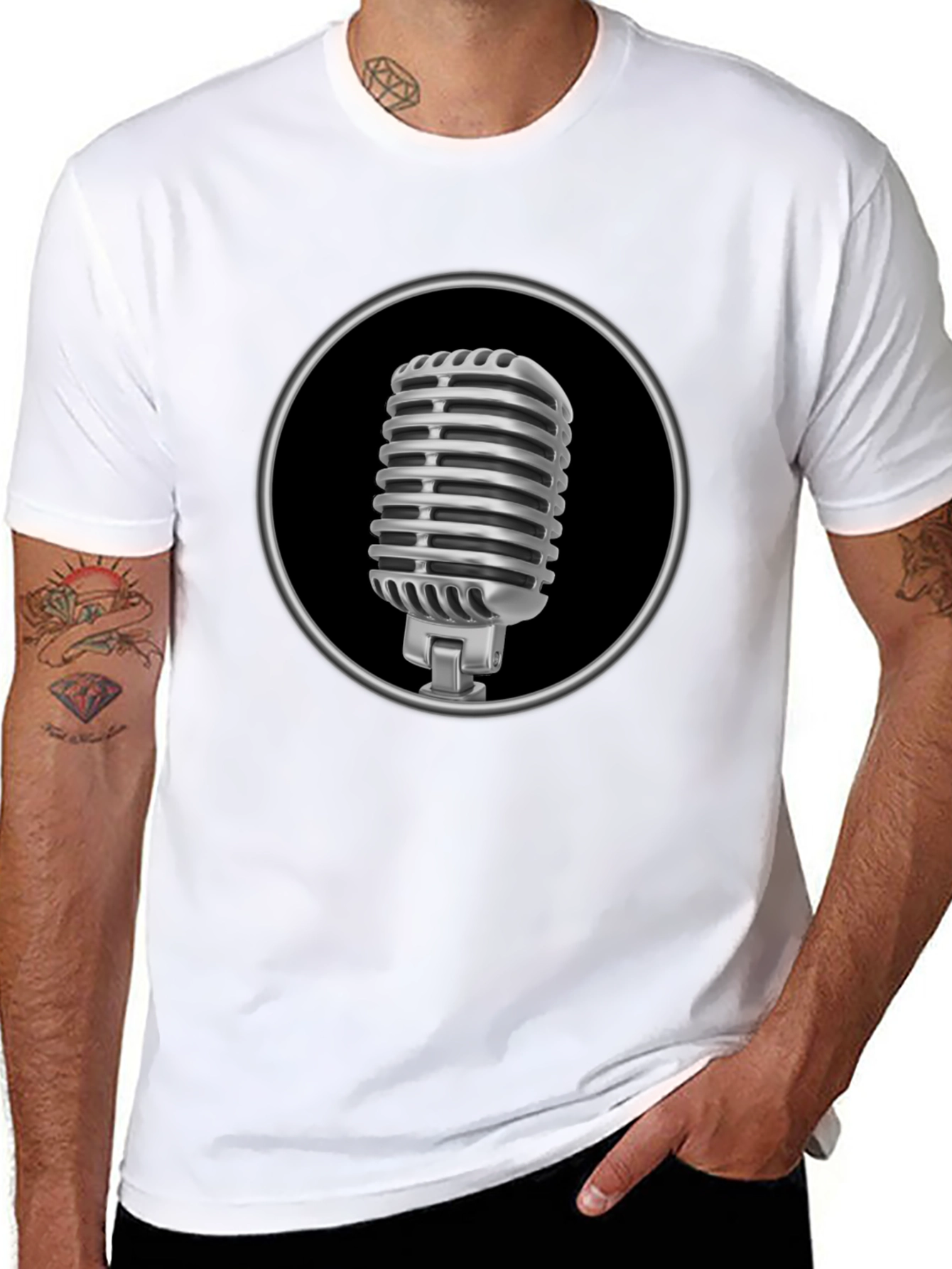 Retro Microphone Graphic Tee - Classic Style