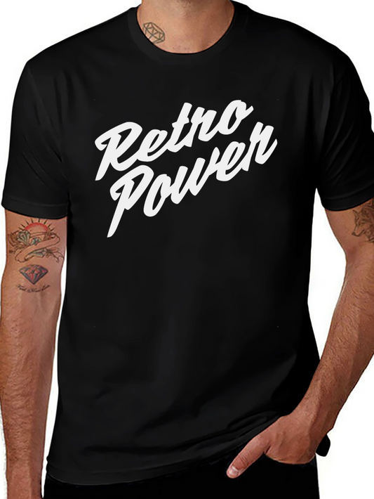 Retro Power Black Graphic T-Shirt