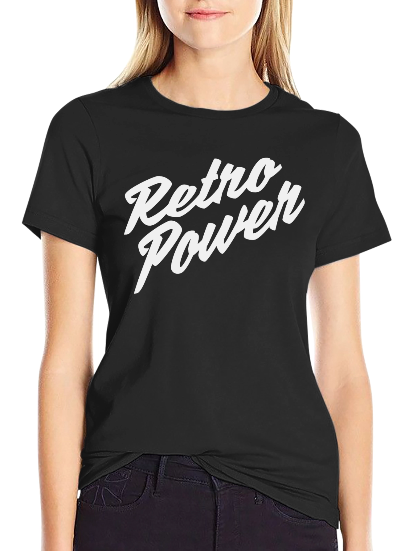 Retro Power Black Graphic T-Shirt