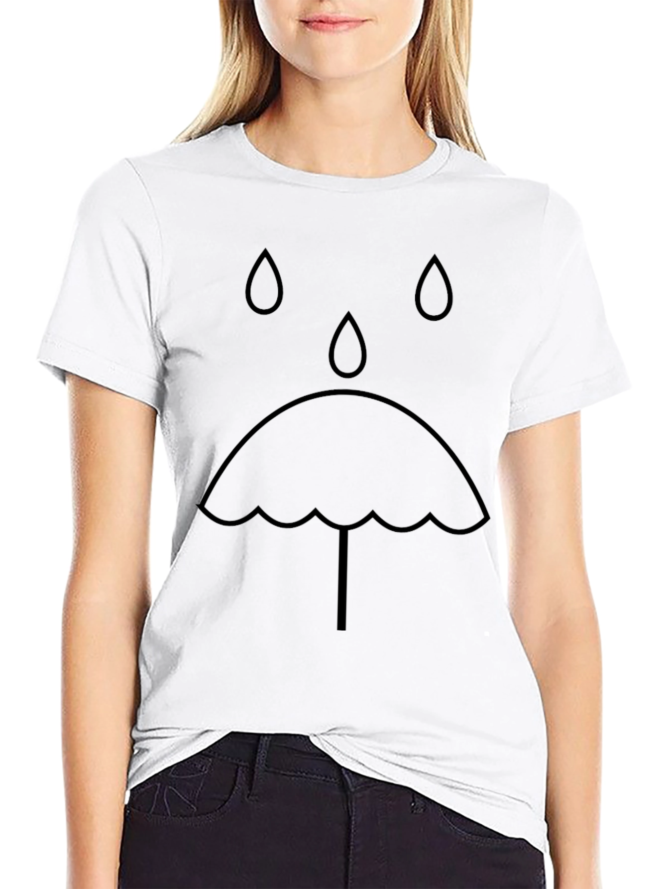 Sad Umbrella Graphic Tee - Black Cotton T-Shirt