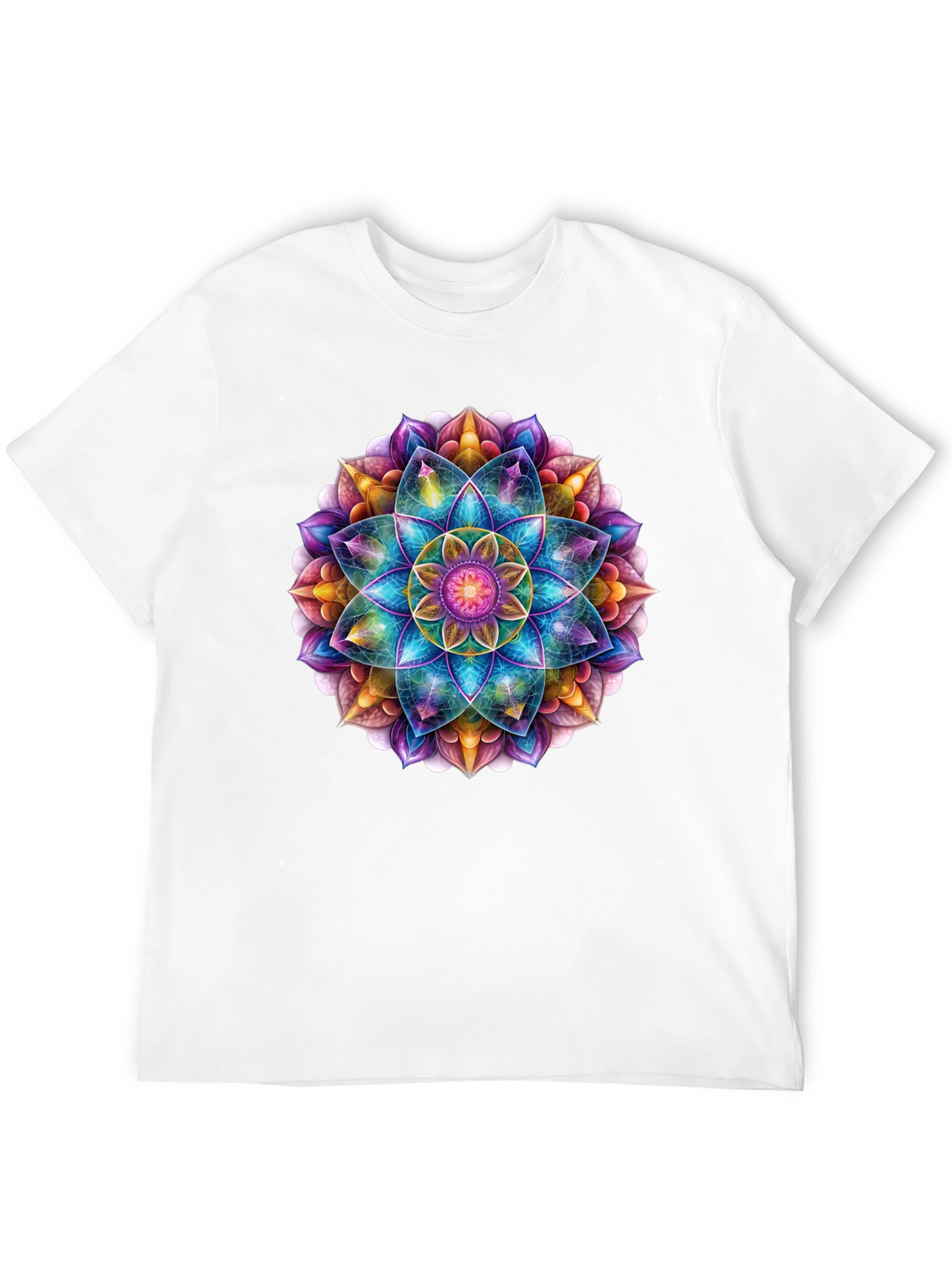 Vibrant Mandala Print Black T-Shirt