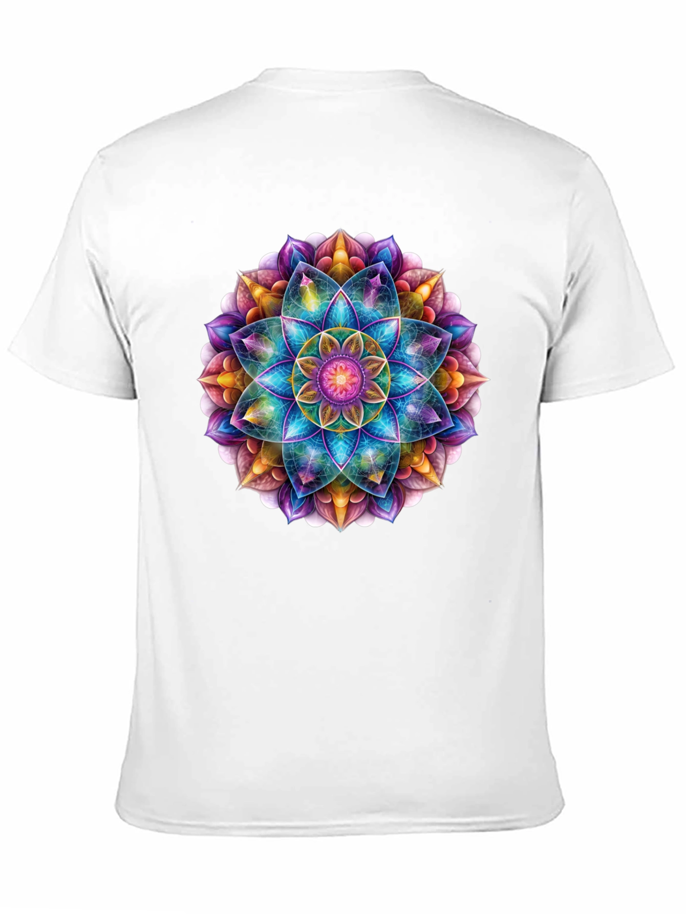 Vibrant Mandala Print Black T-Shirt
