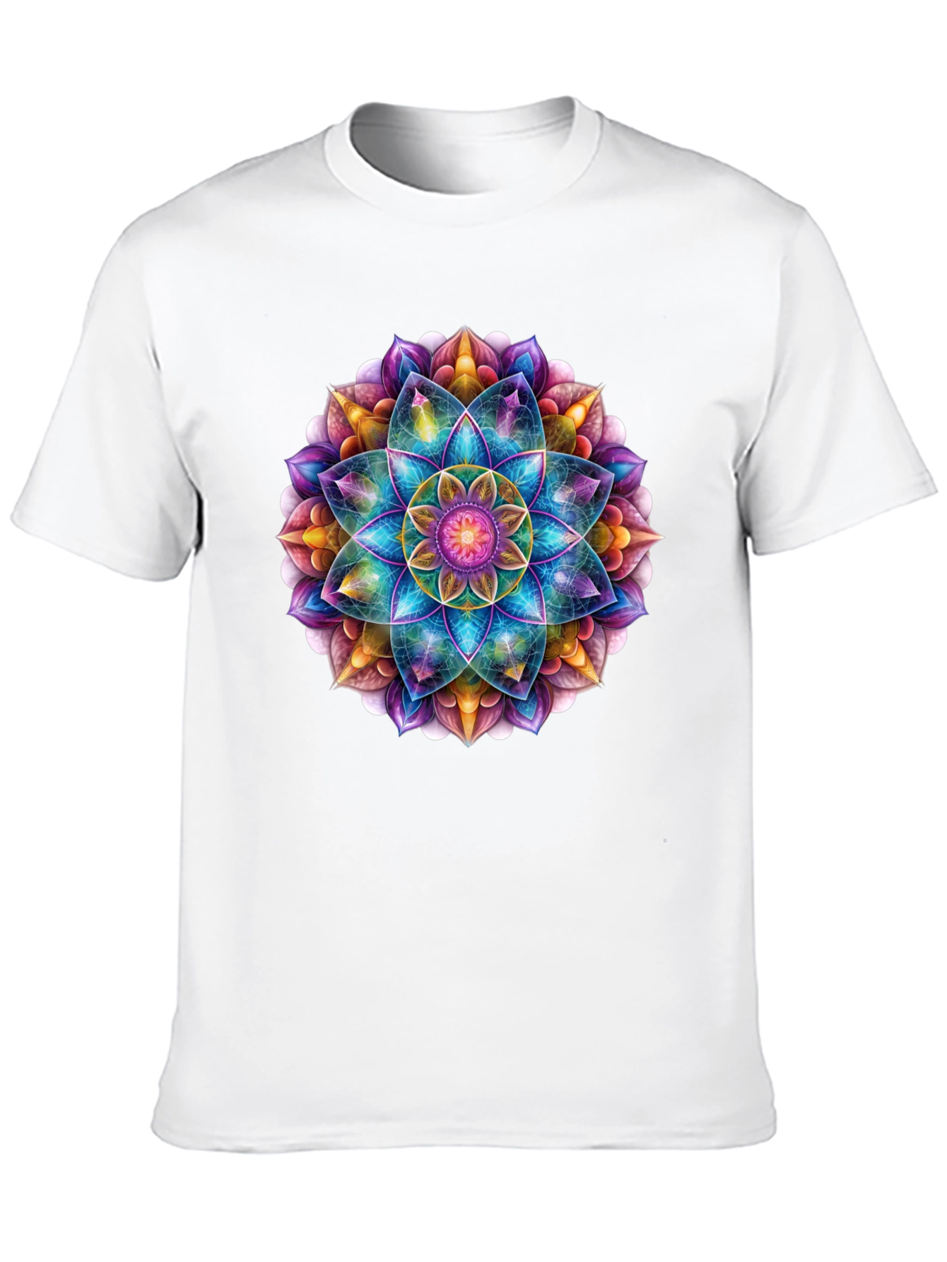 Vibrant Mandala Print Black T-Shirt