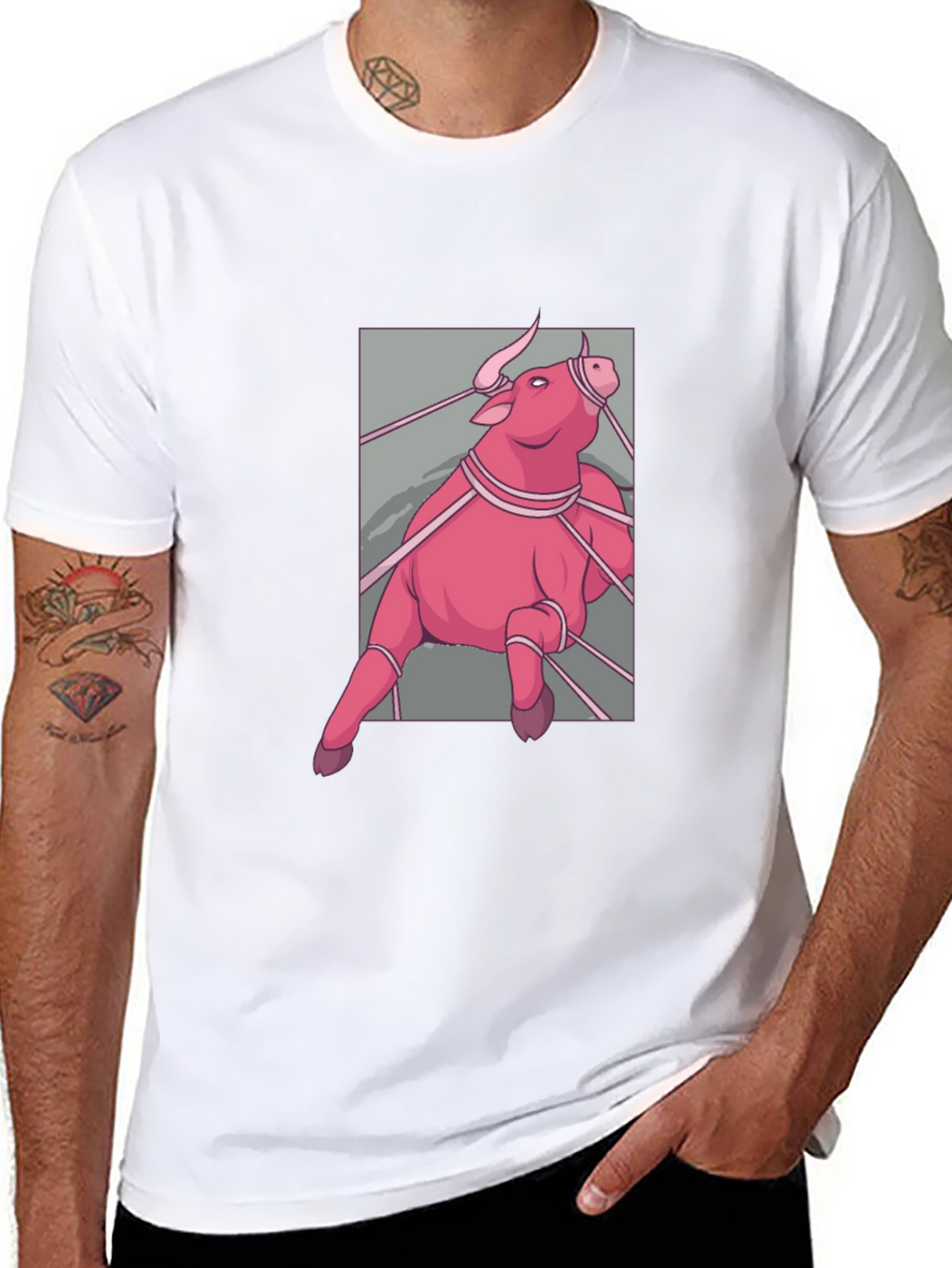 Pink Bull Graphic T-Shirt - Mens Fashion