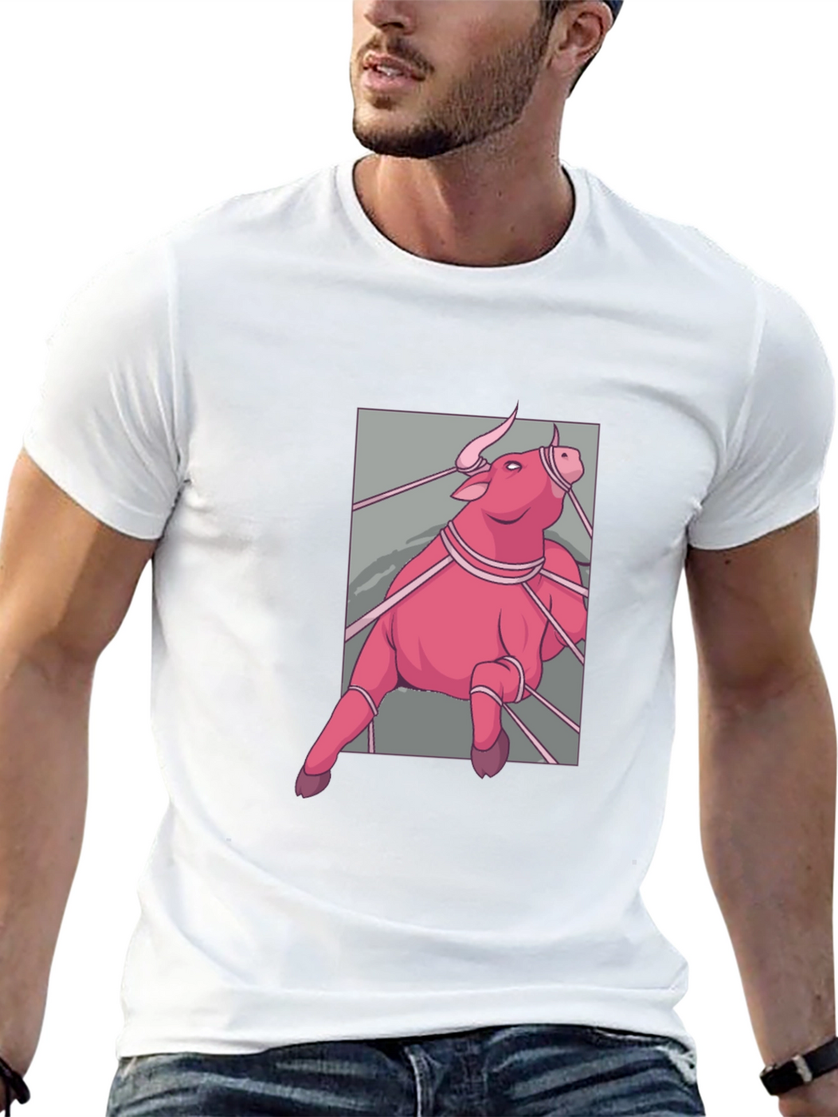 Pink Bull Graphic T-Shirt - Mens Fashion