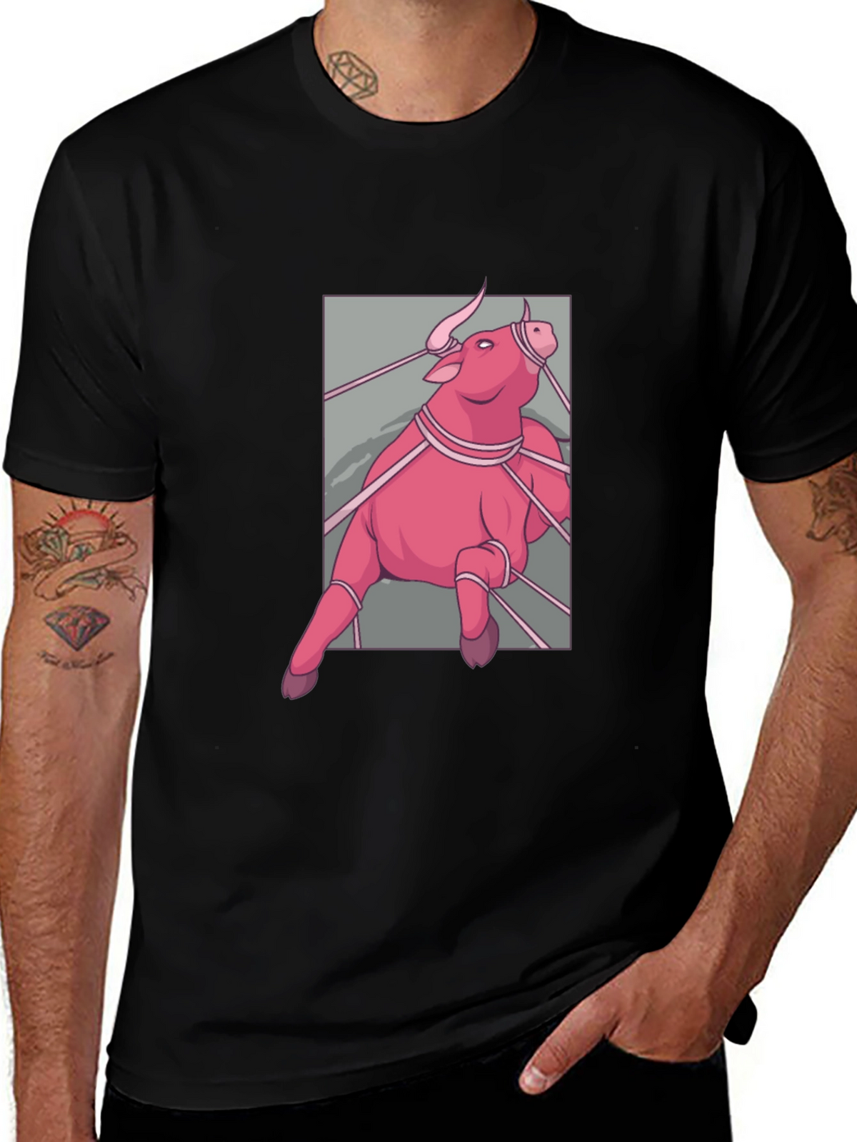 Pink Bull Graphic T-Shirt - Mens Fashion