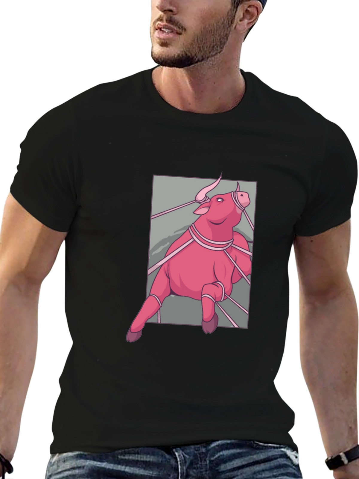 Pink Bull Graphic T-Shirt - Mens Fashion