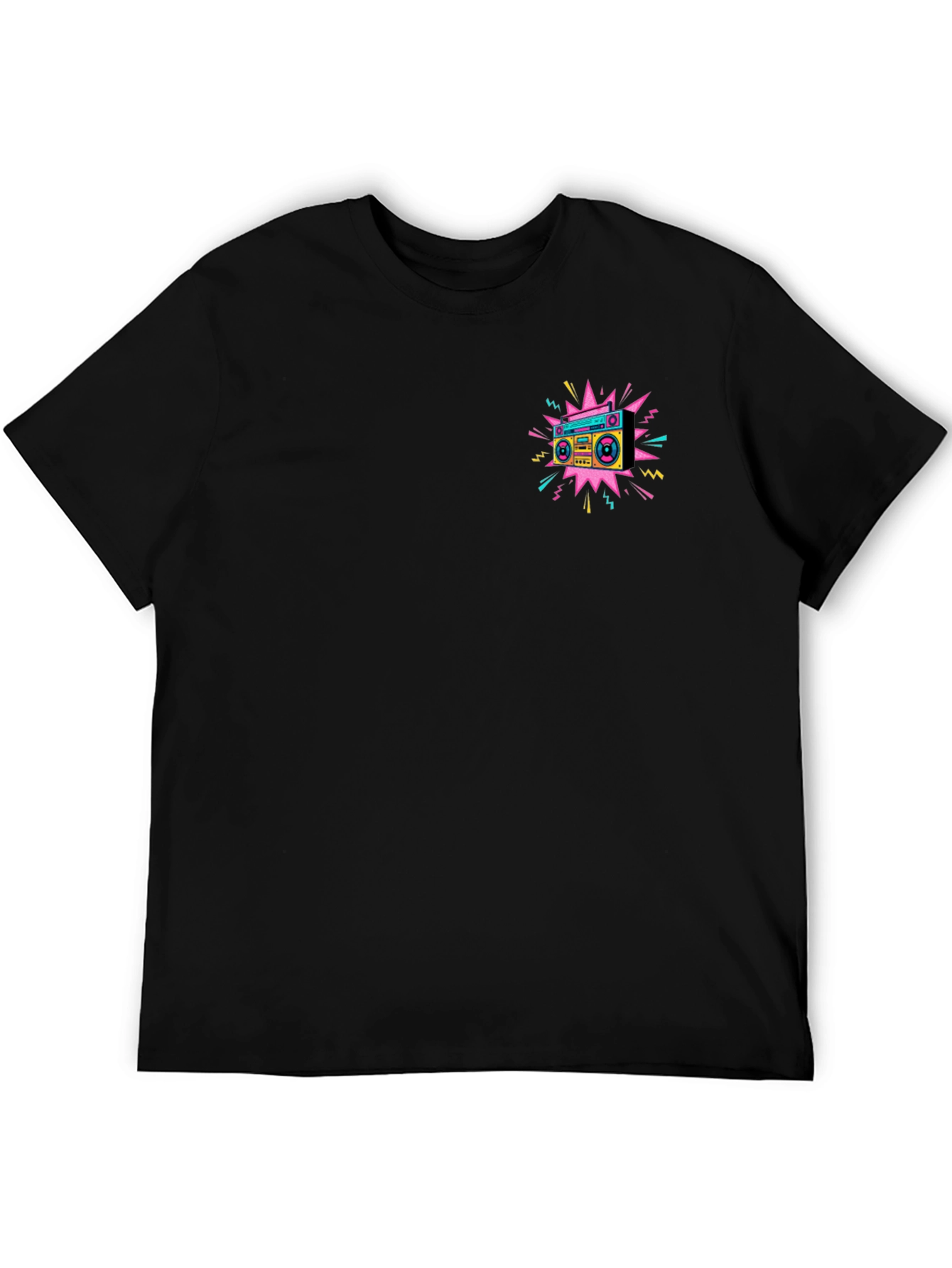 Retro Boombox Graphic Tee - Black