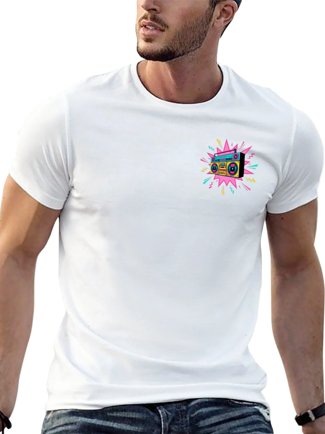 Retro Boombox Graphic Tee - Black